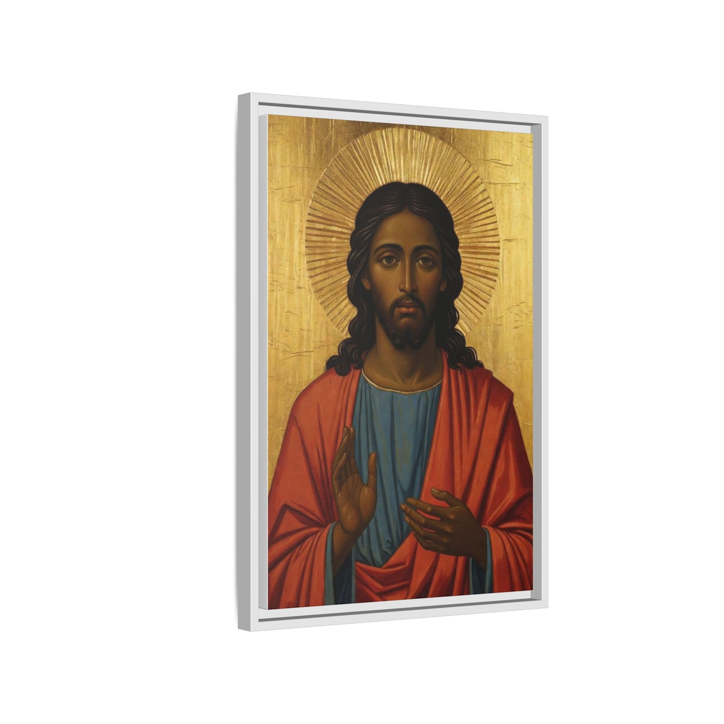 Framed Orthodox Christ Icon Matte Canvas — Religious Wall Art for Home, Church, or Prayer Corner