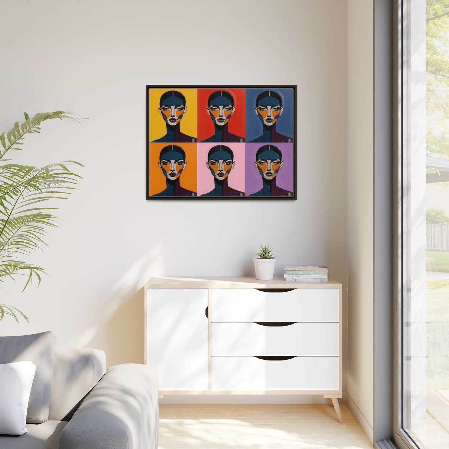 Pop Art Portrait Matte Canvas — Framed Multi-Color Wall Art