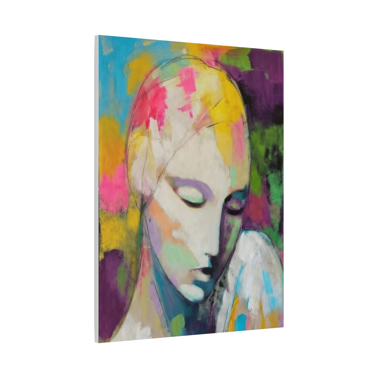 Abstract Angel Portrait Canvas - Colorful Modern Wall Art