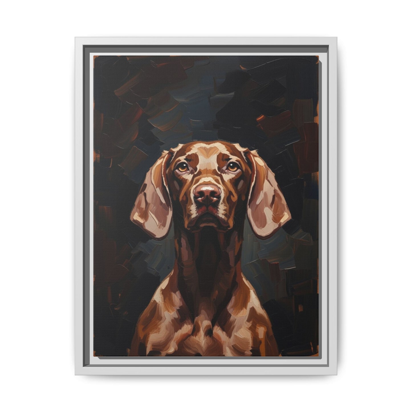 Framed Matte Canvas Dog Portrait – Brown Vizsla Wall Art