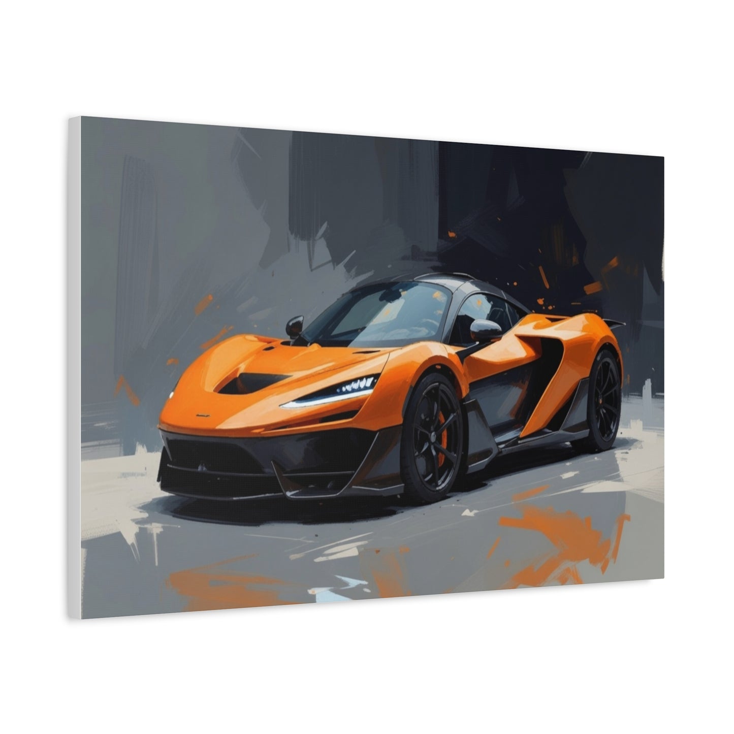 Orange Supercar Matte Canvas Wall Art – Stretched 1.25" Sports Car Print
