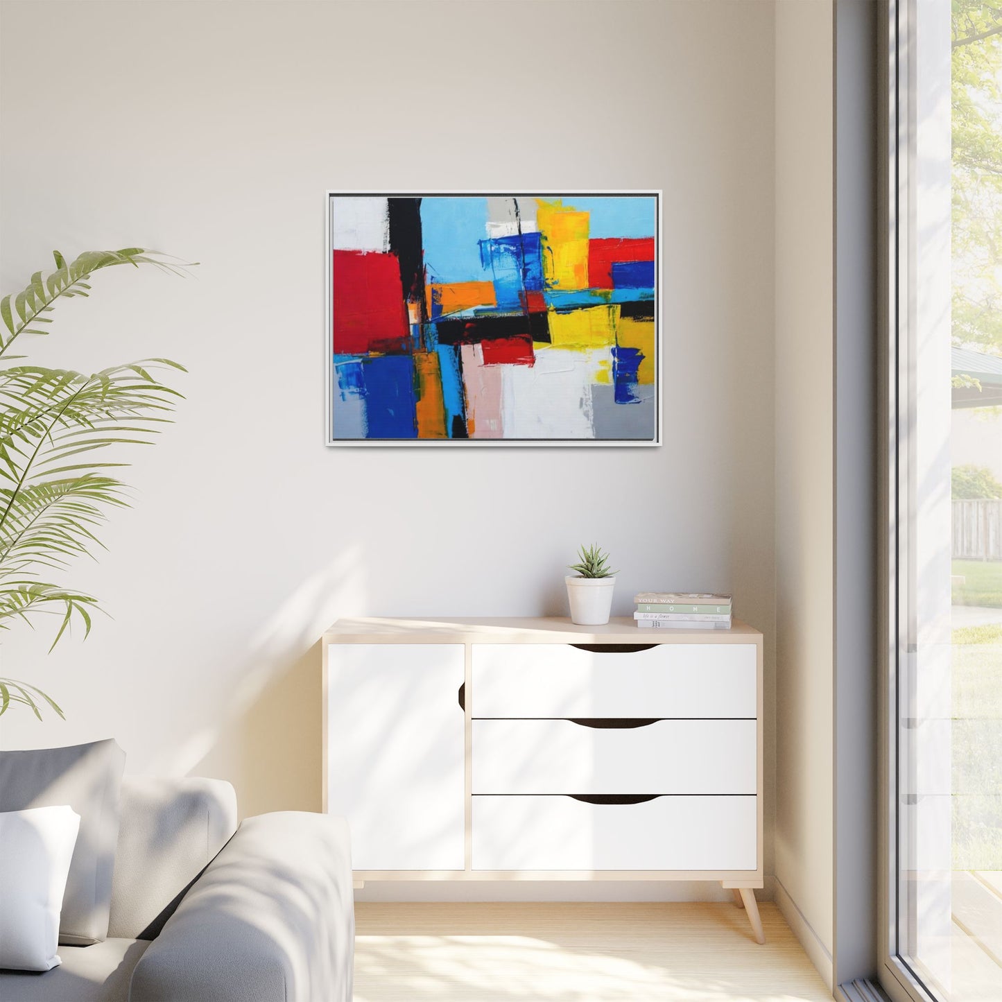 Abstract Color Block Matte Canvas Framed Wall Art