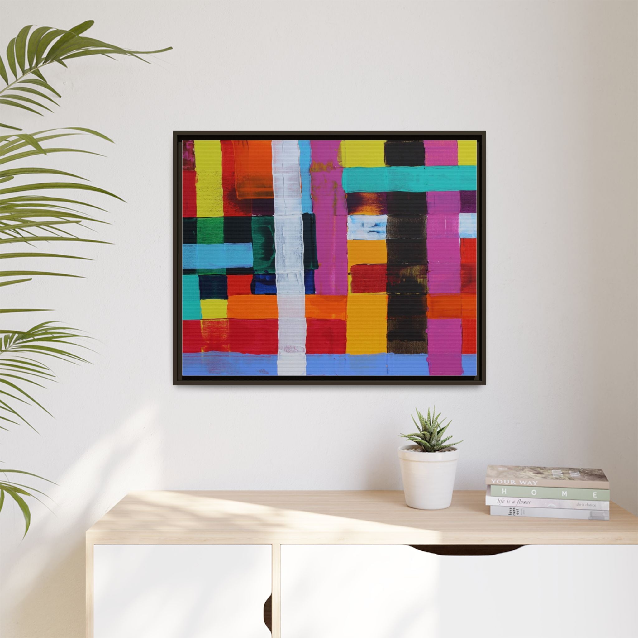 Farbfeld Malerei (Acryl) by Unknown Artist Matte Framed Canvas Wall Art Print