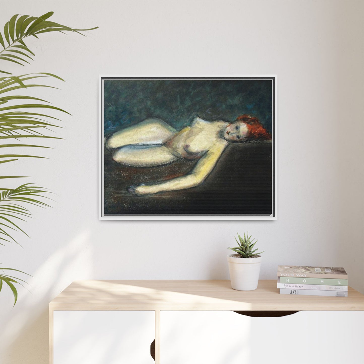 Lying nude by Paul Gosselin Framed Matte Canvas Wall Art Print