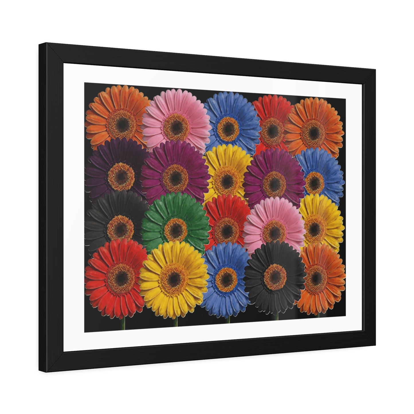 Framed Floral Poster — Colorful Gerbera Wall Art Print