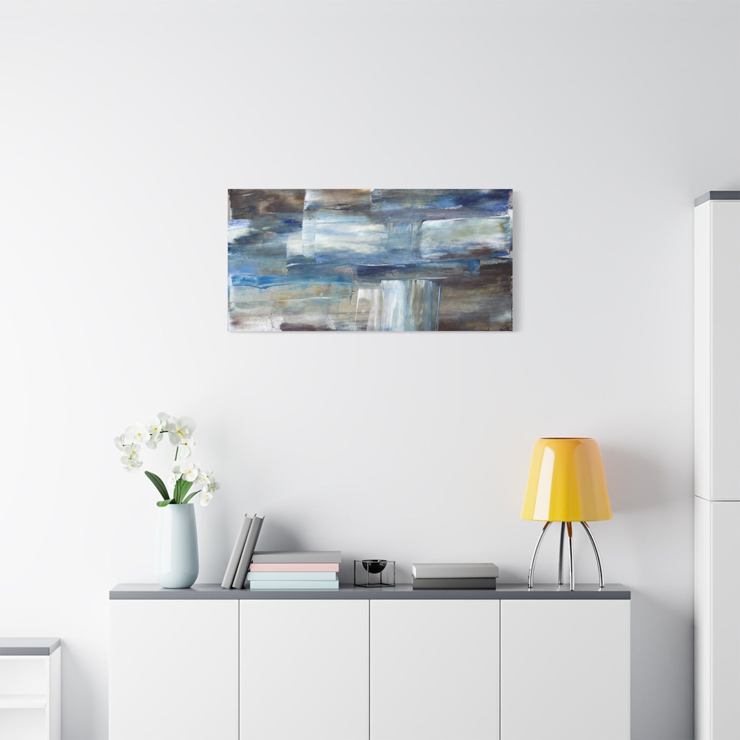 Abstract Blue Waterfall Matte Canvas Wall Art, Stretched 1.25"