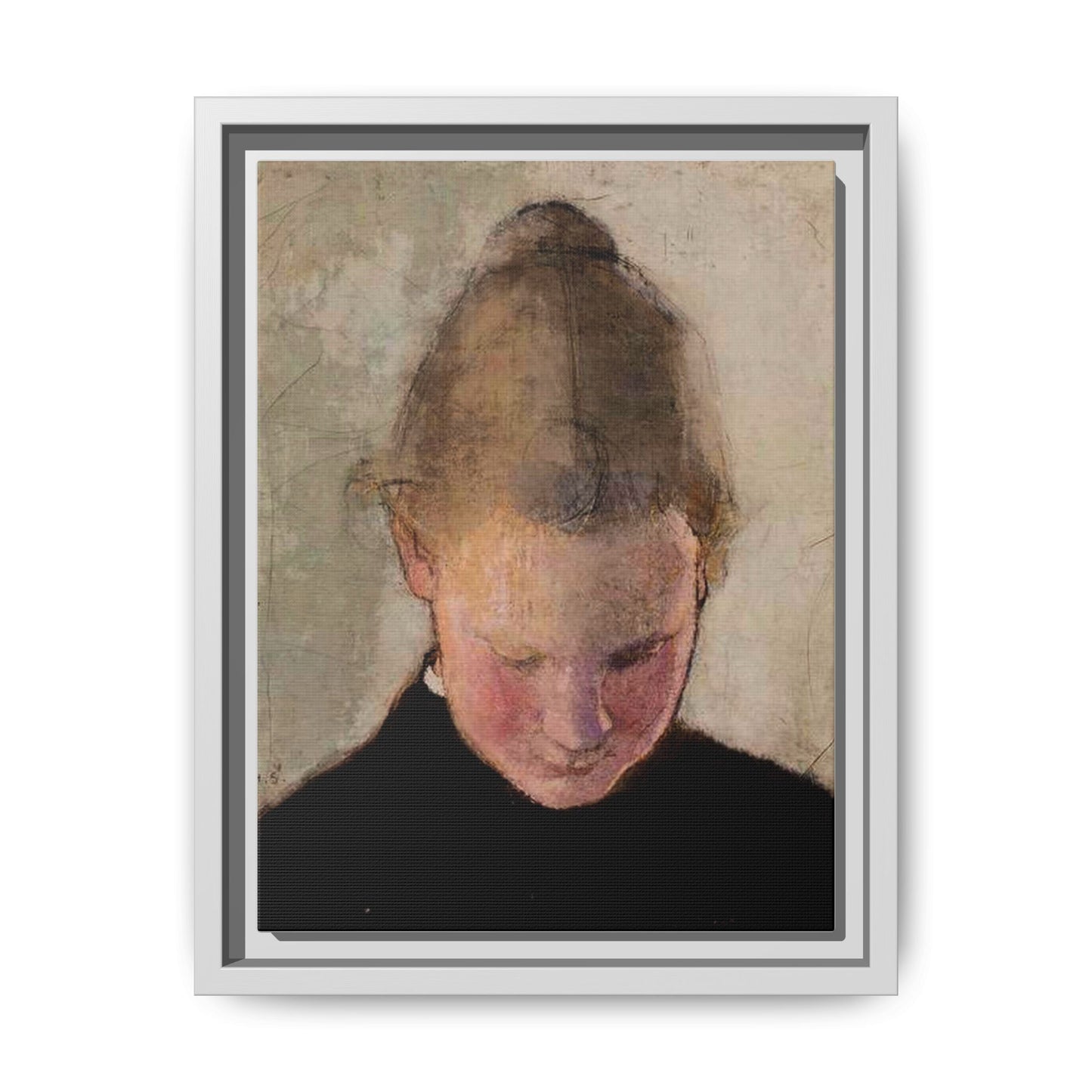 Lukeva tytto by Helena Schjerfbeck Framed Matte Canvas Art Print