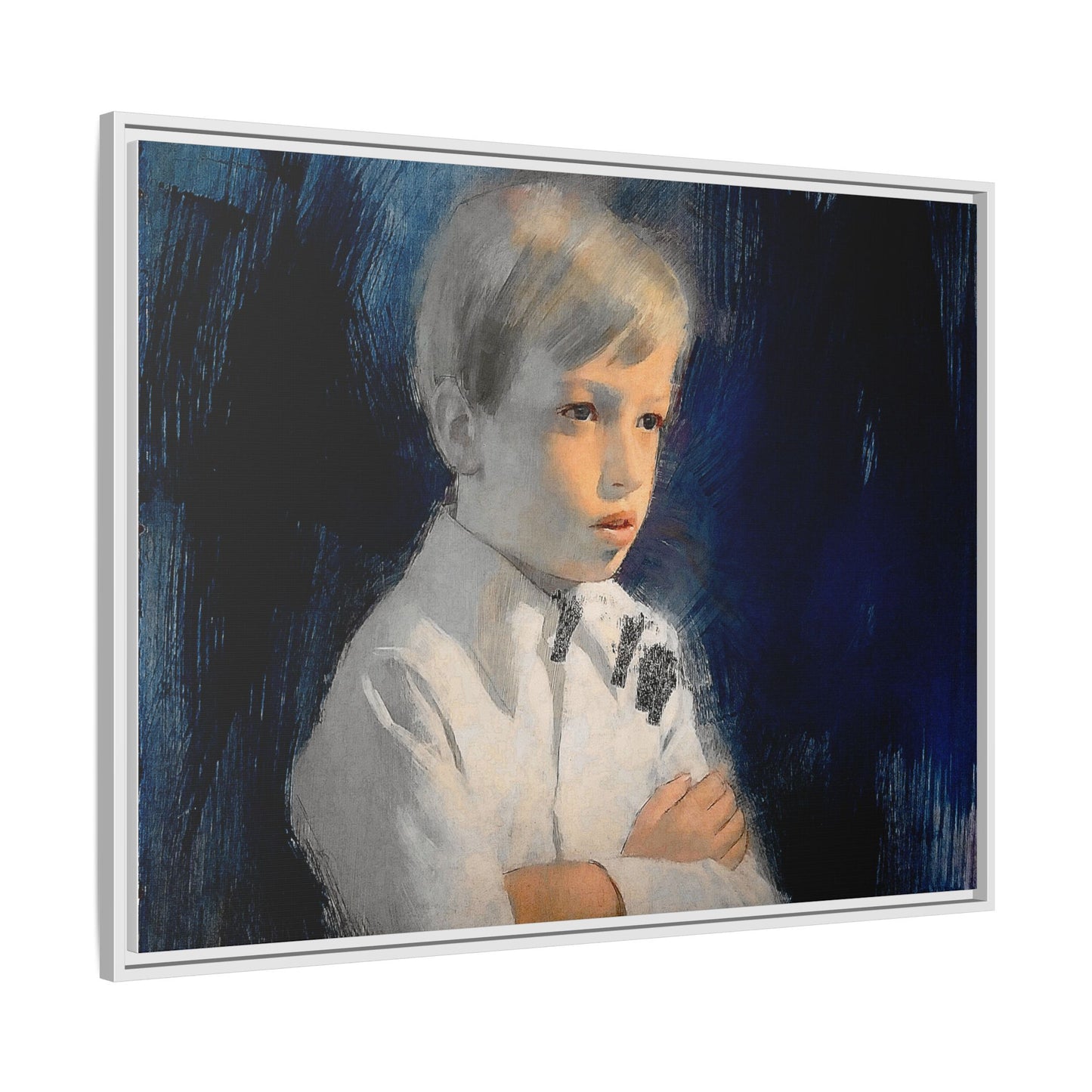Painting of boy by Unknown Artist Framed Matte Canvas Wall Art Print