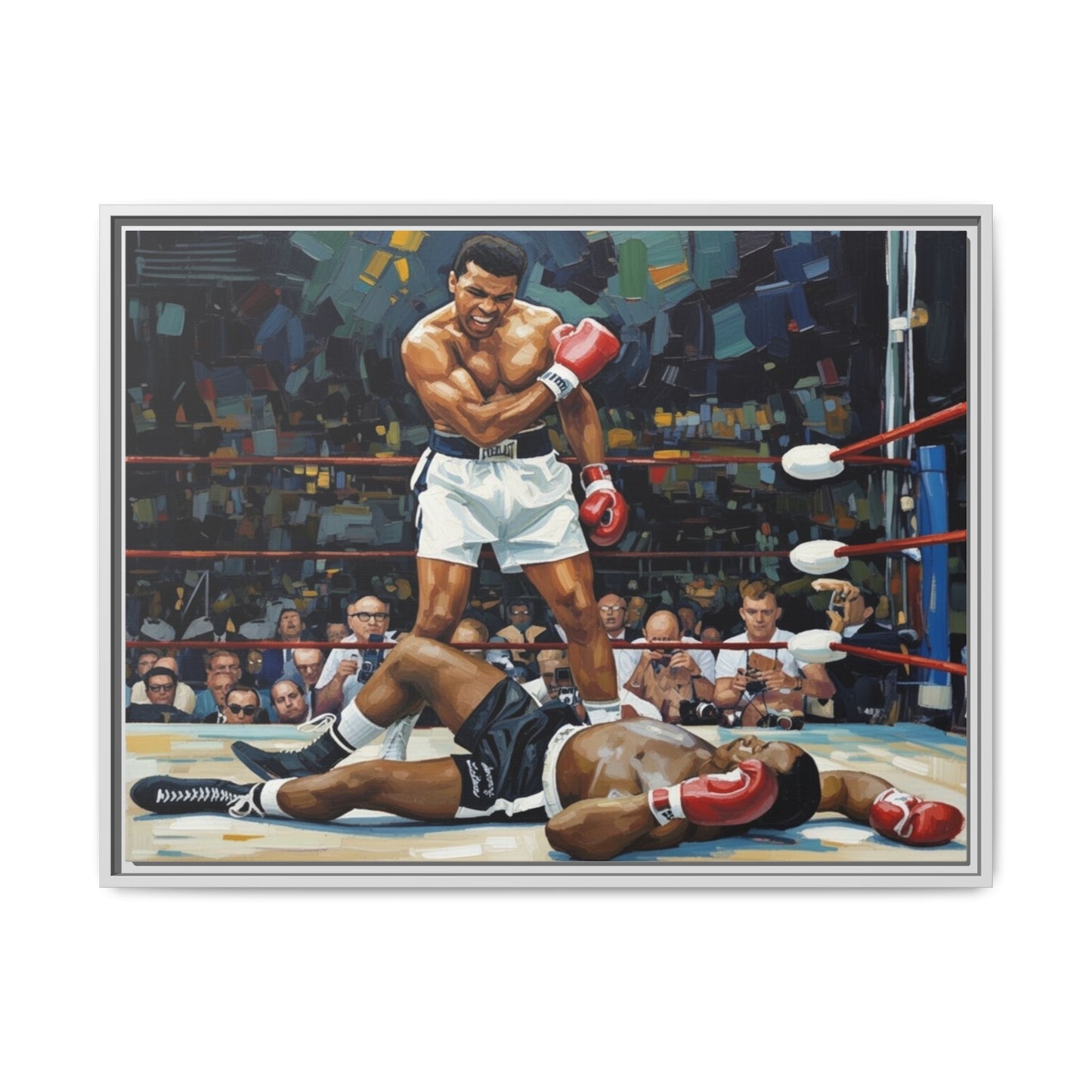 Framed Boxing Ring Canvas Print — Muhammad Ali Iconic Knockout Sport Art