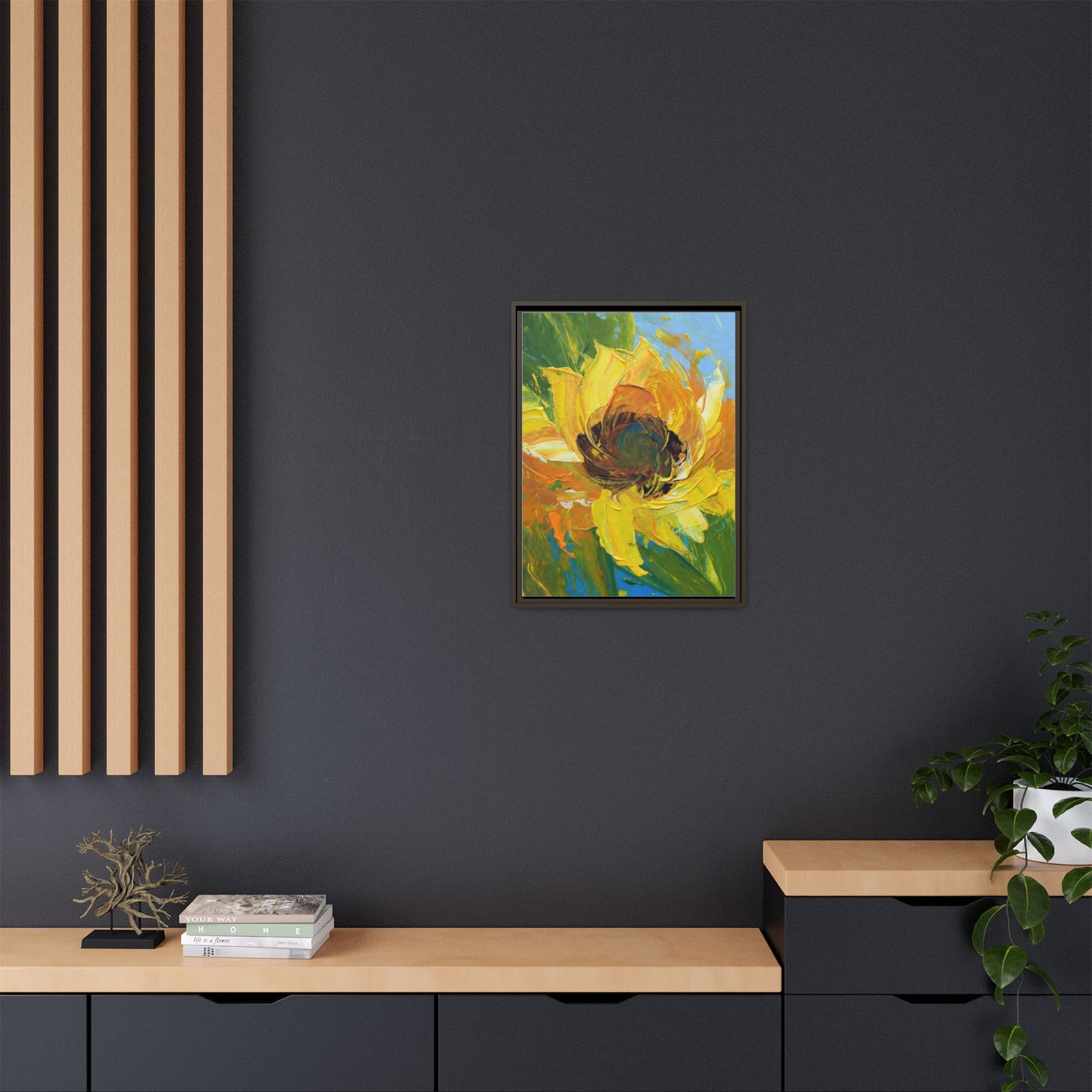 Framed Sunflower Abstract Matte Canvas Print