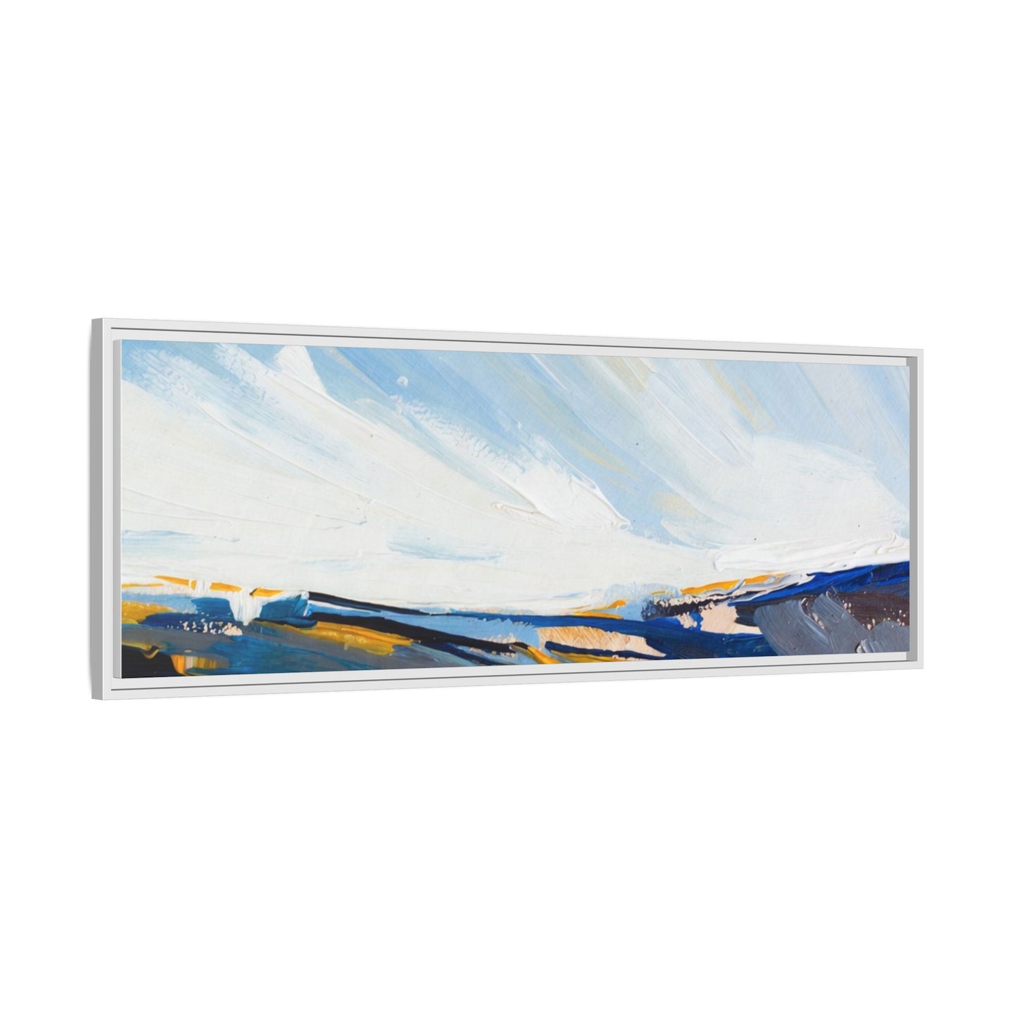 Framed Abstract Seascape Canvas Print — Matte Multi‑Color Wall Art