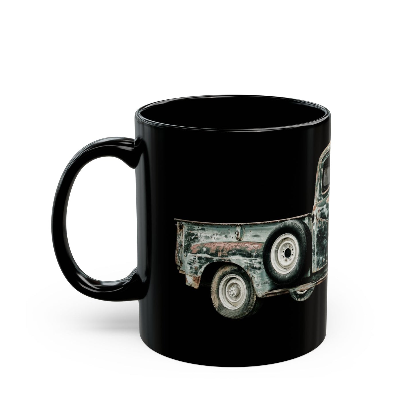Vintage Rusty Truck Black Coffee Mug — Retro Classic Pickup Gift