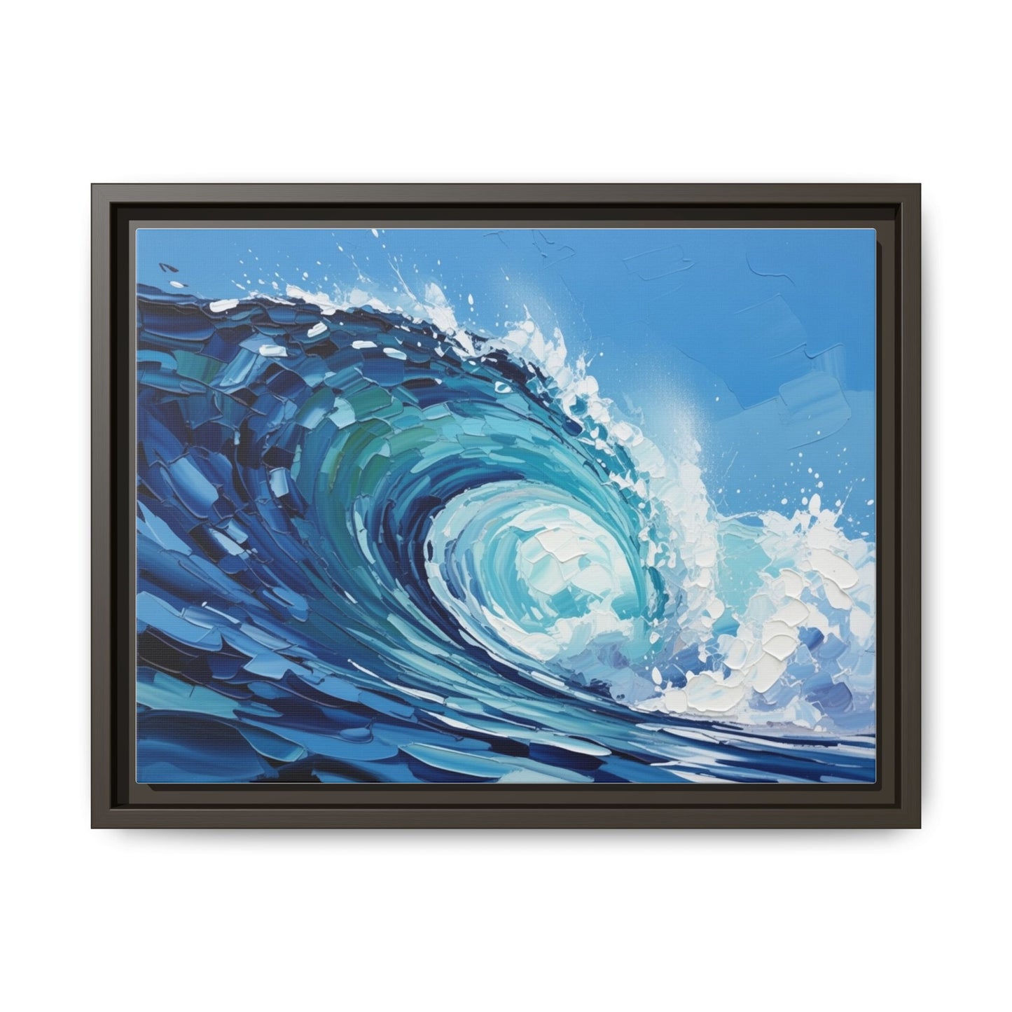 Framed Matte Canvas Wave Art — Blue Ocean Surf Wall Decor