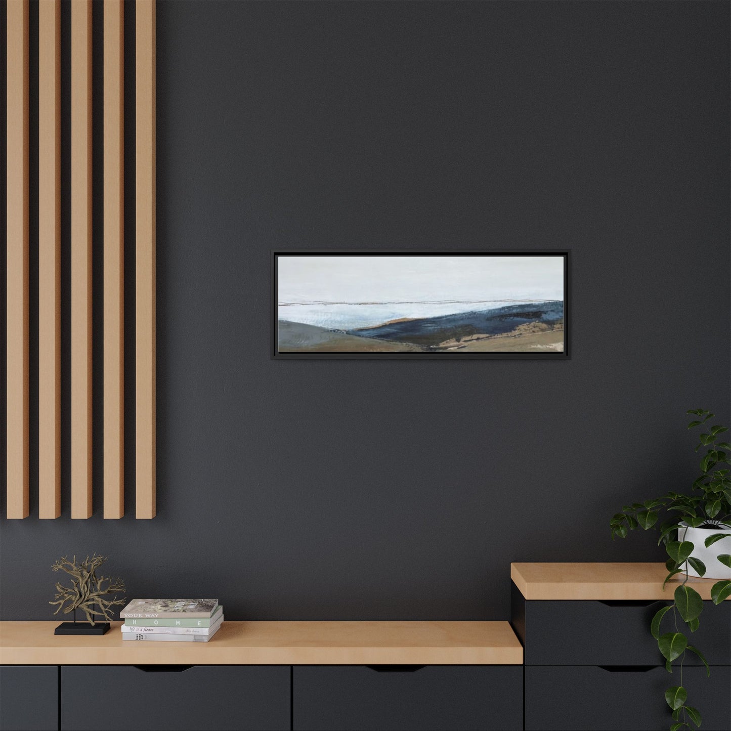 Framed Matte Canvas Wall Art — Serene Coastal Abstract Landscape