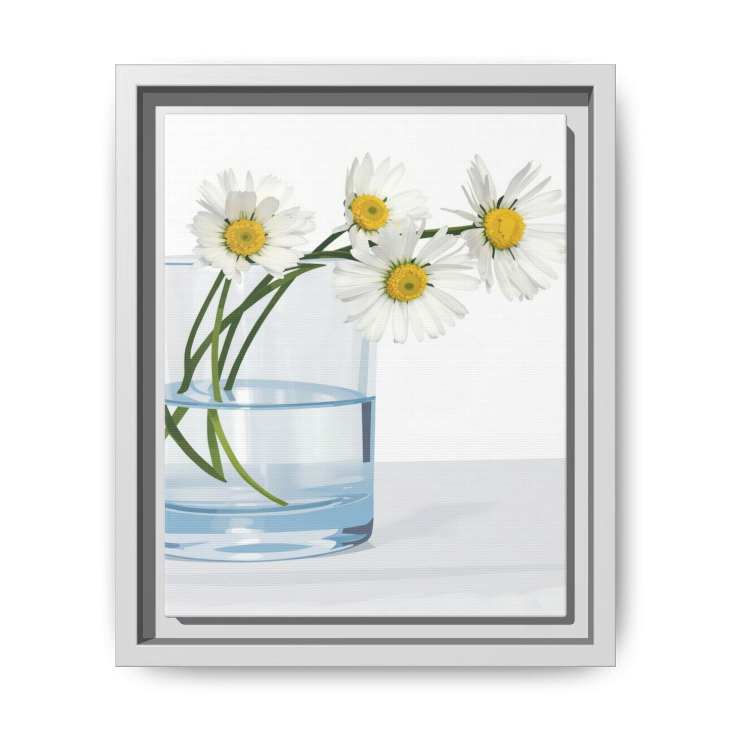 Framed Daisy Canvas Print — Minimal Botanical Wall Art