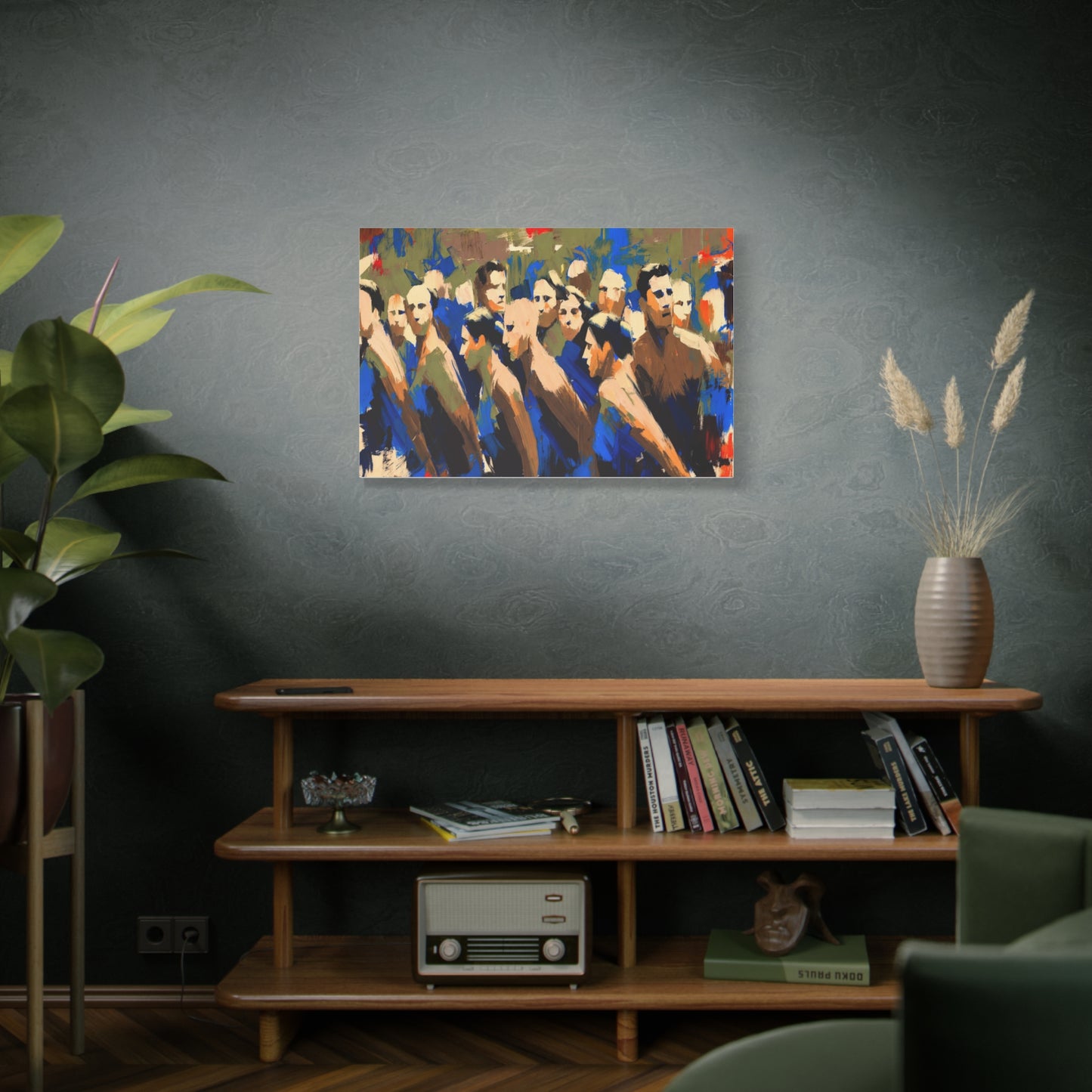 Abstract Crowd Painting Canvas Print — Stretched Matte Wall Art