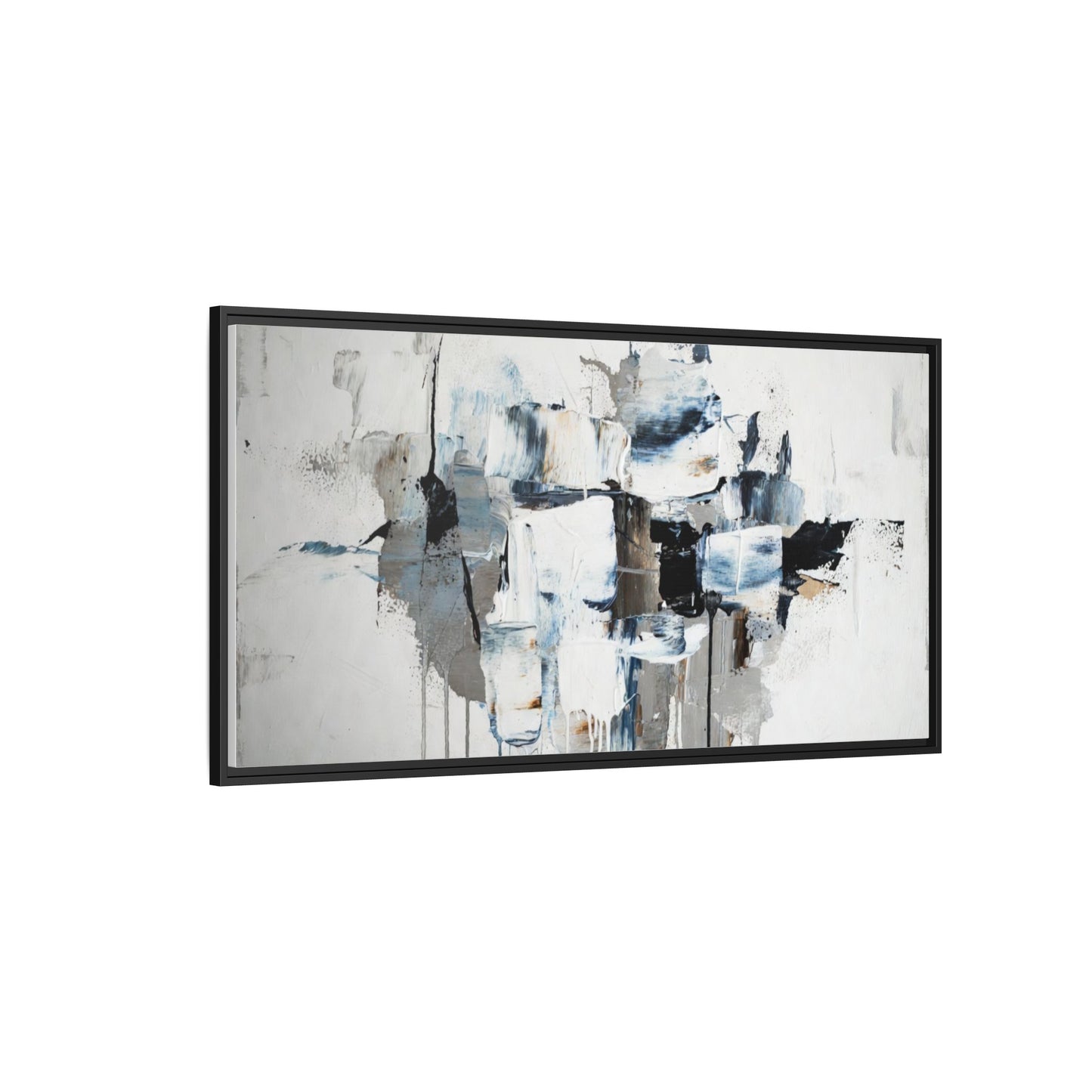 Framed Abstract Canvas Art — Blue Neutral Modern Wall Print