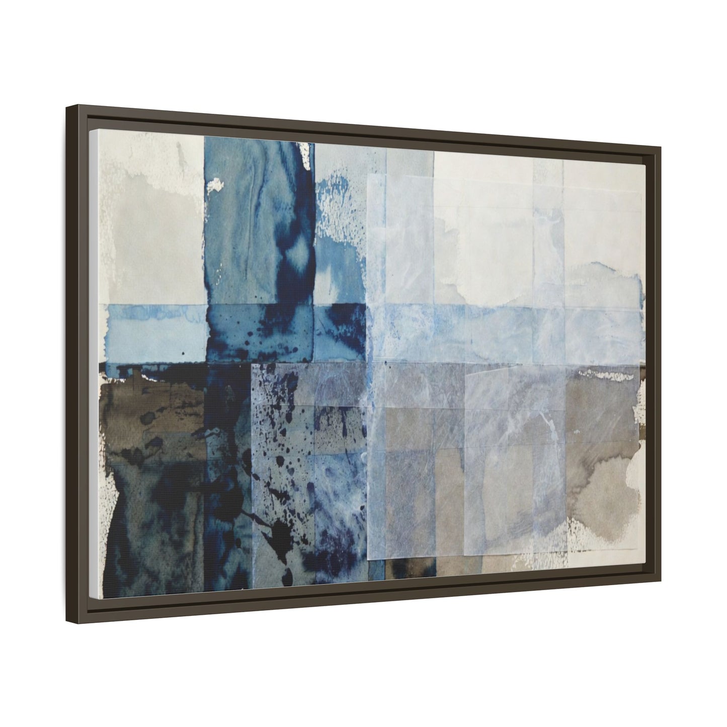 Abstract Coastal Blue Framed Canvas Art