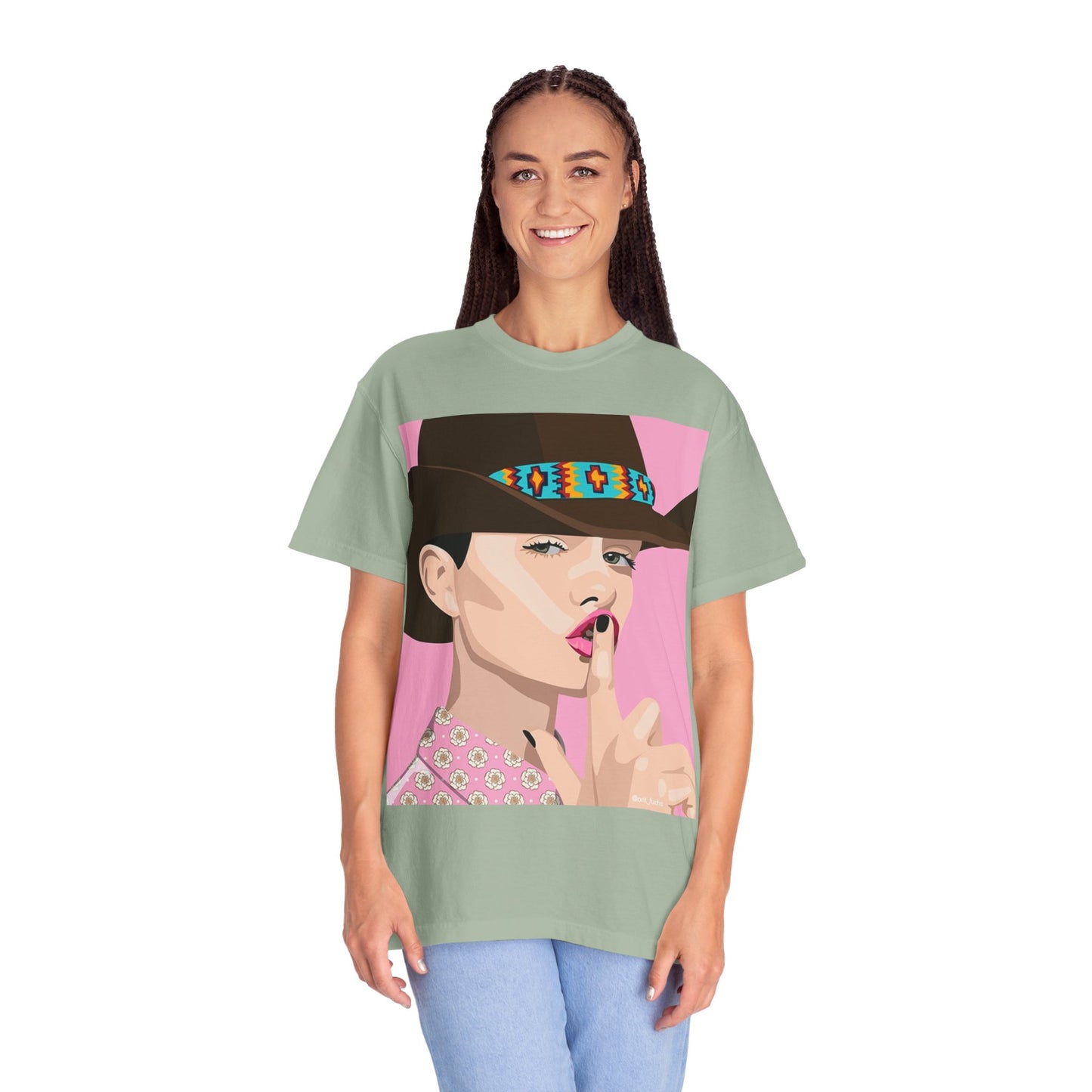 Cowgirl Pop Art T-Shirt — Pink 'Shh' Graphic Tee