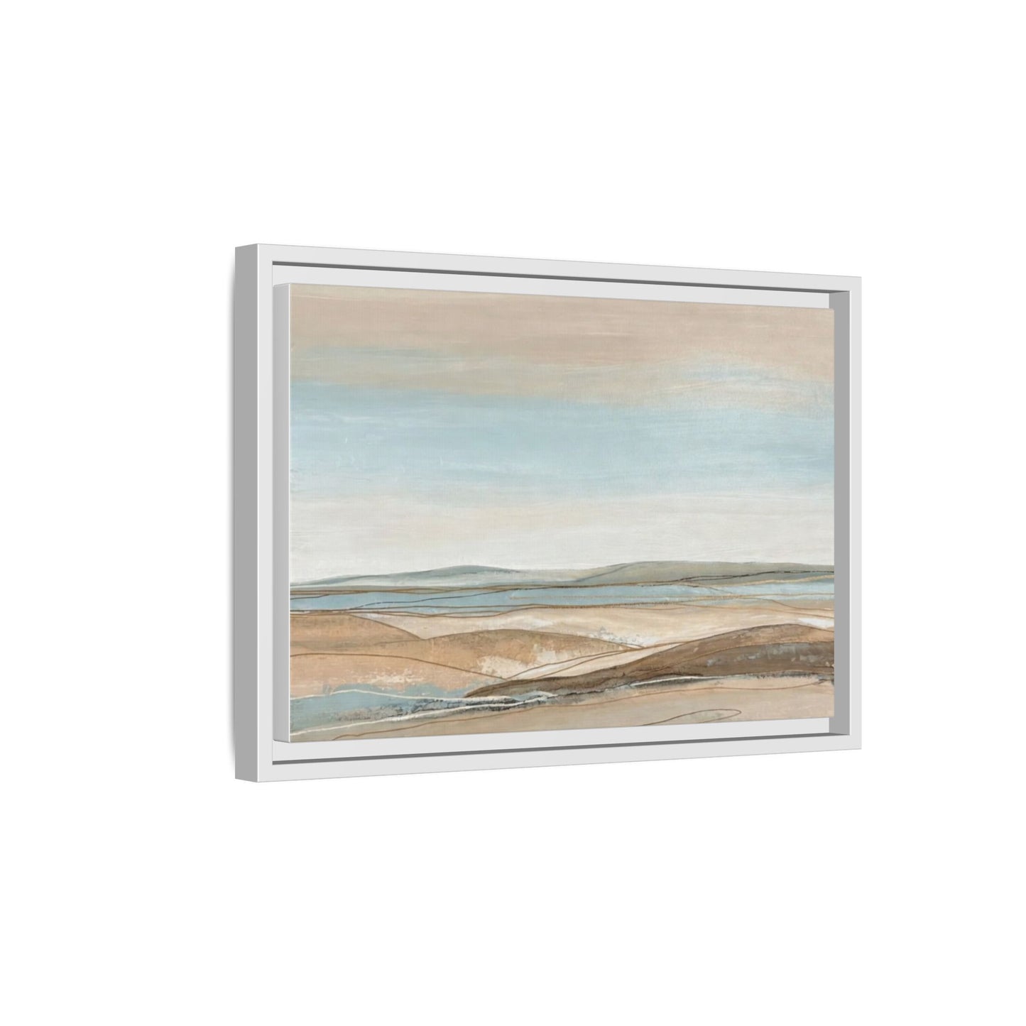 Framed Abstract Landscape Matte Canvas — Serene Coastal Horizon Wall Art