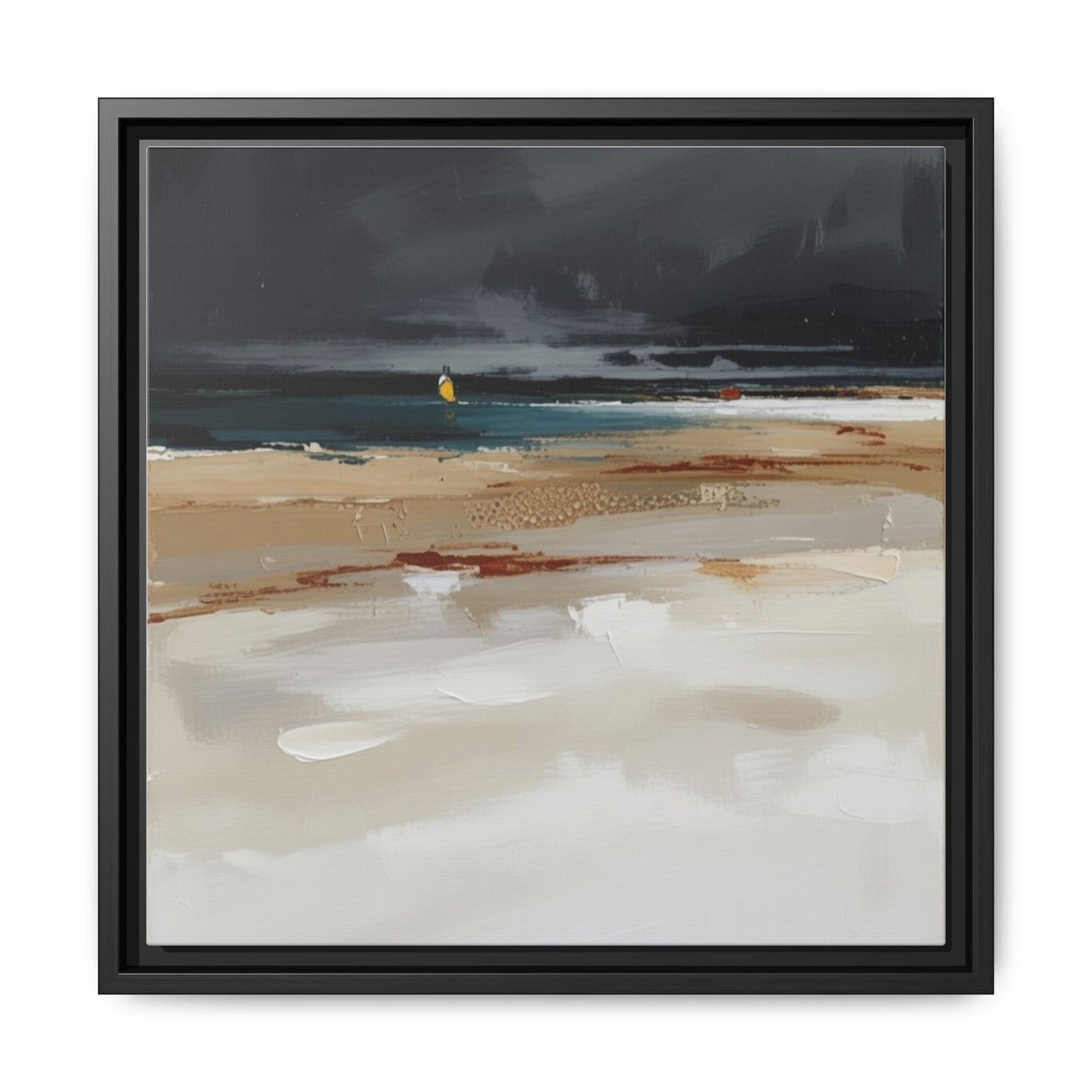 Framed Matte Canvas Beachscape Art Print — Coastal Abstract Wall Decor