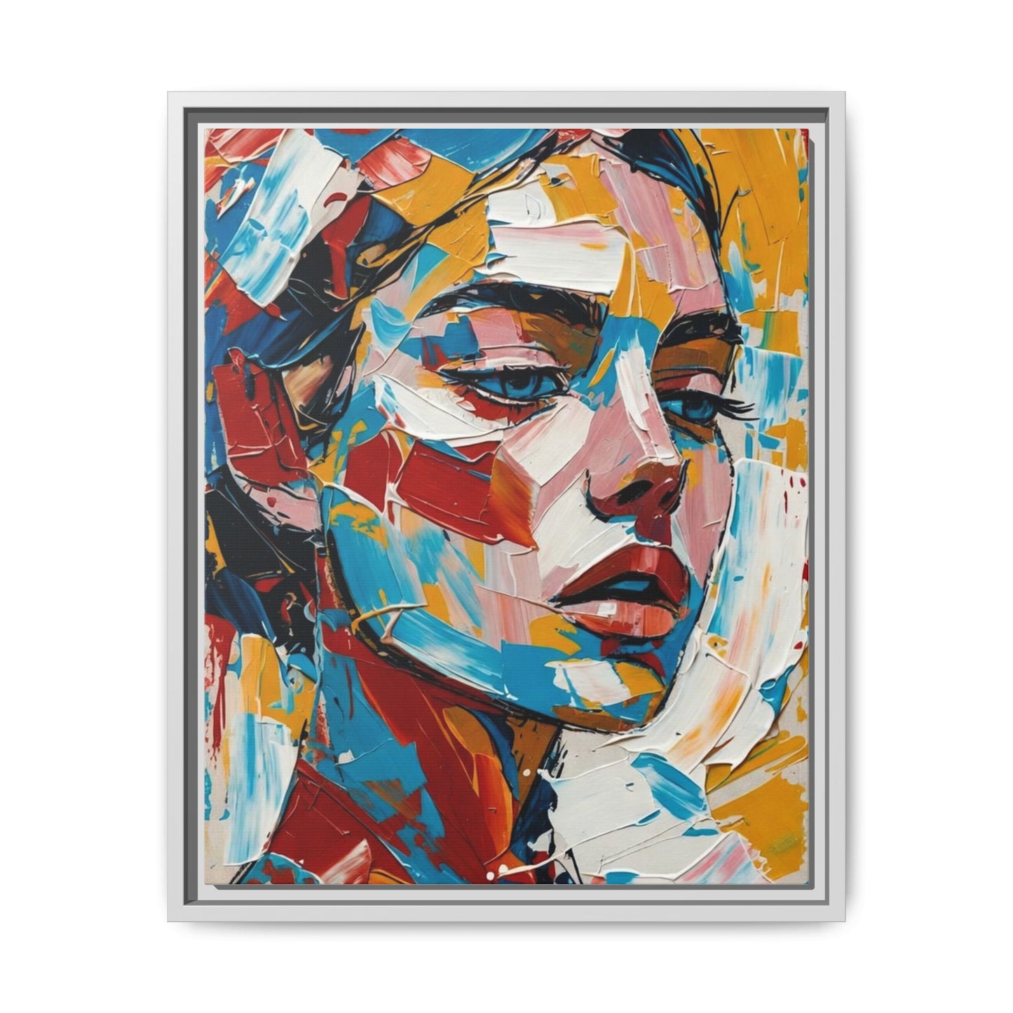 Colorful Abstract Portrait Framed Canvas Print