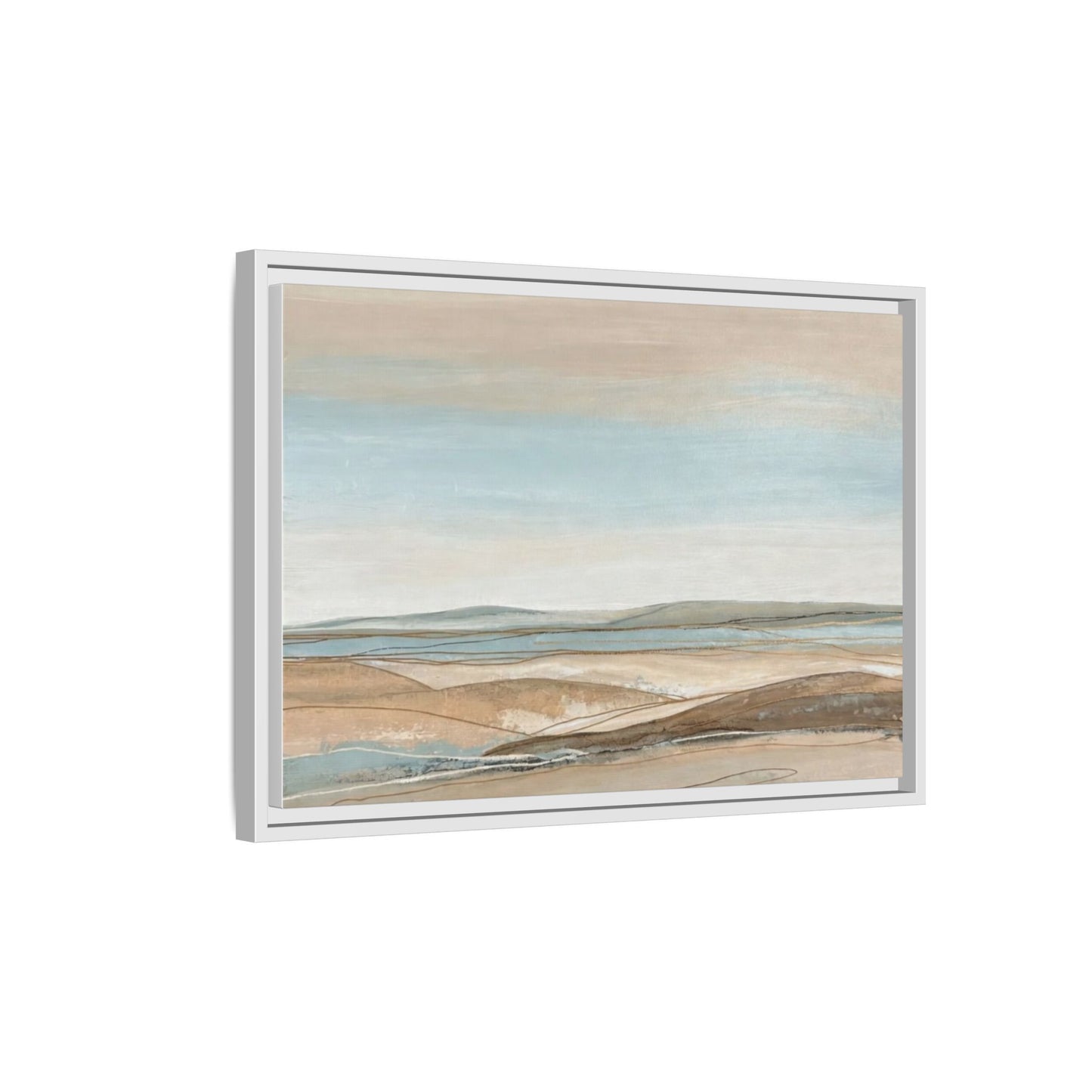Framed Abstract Landscape Matte Canvas — Serene Coastal Horizon Wall Art