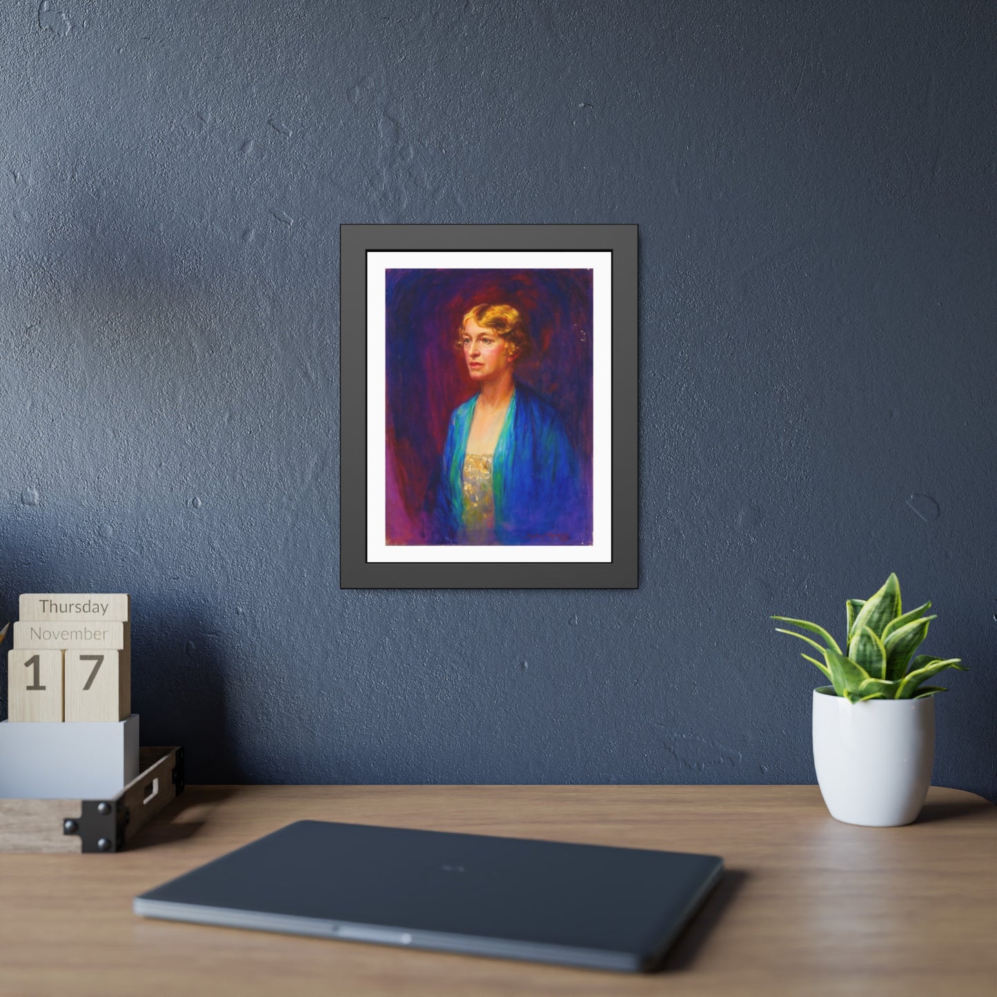 Framed Portrait Poster — Vintage Woman Oil-Style Art Print