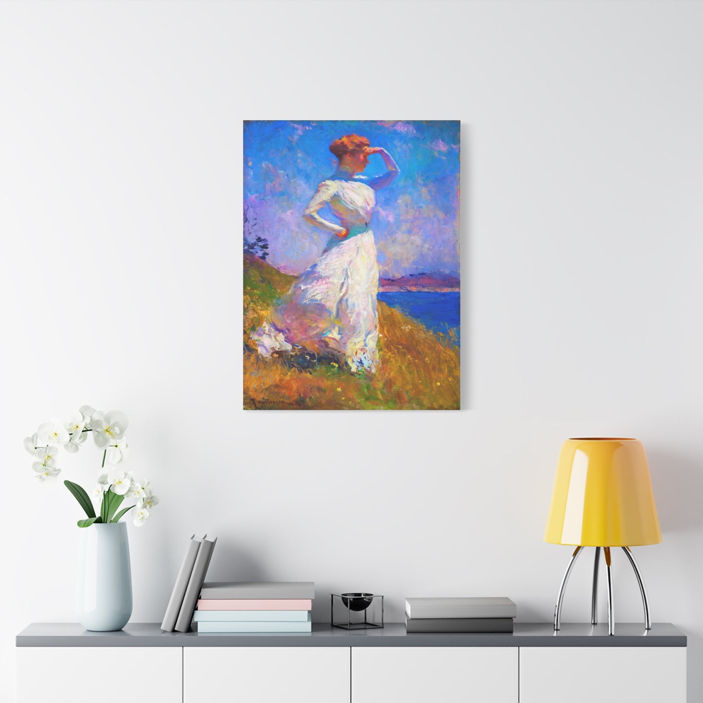 Impressionist Coastal Lady Matte Canvas Print — Stretched 1.25"
