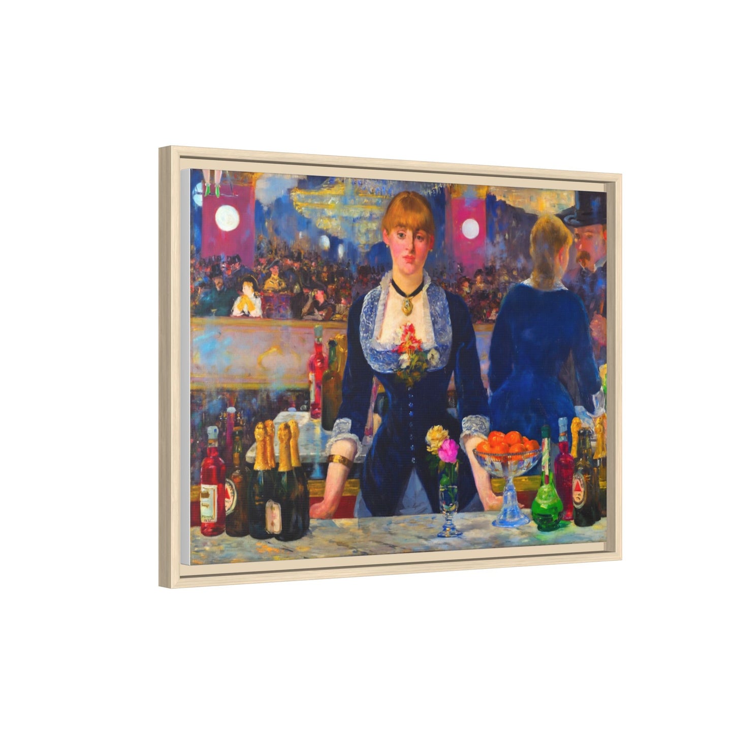 Framed Matte Canvas Print — Vintage Parisian Bar Scene