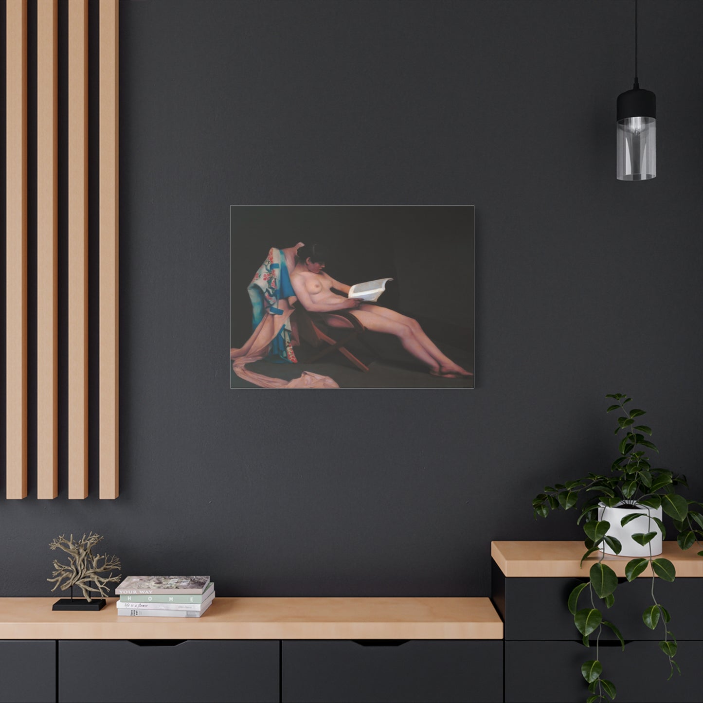 The reading girl by Theodore Roussel Matte Canvas Wall Art Print