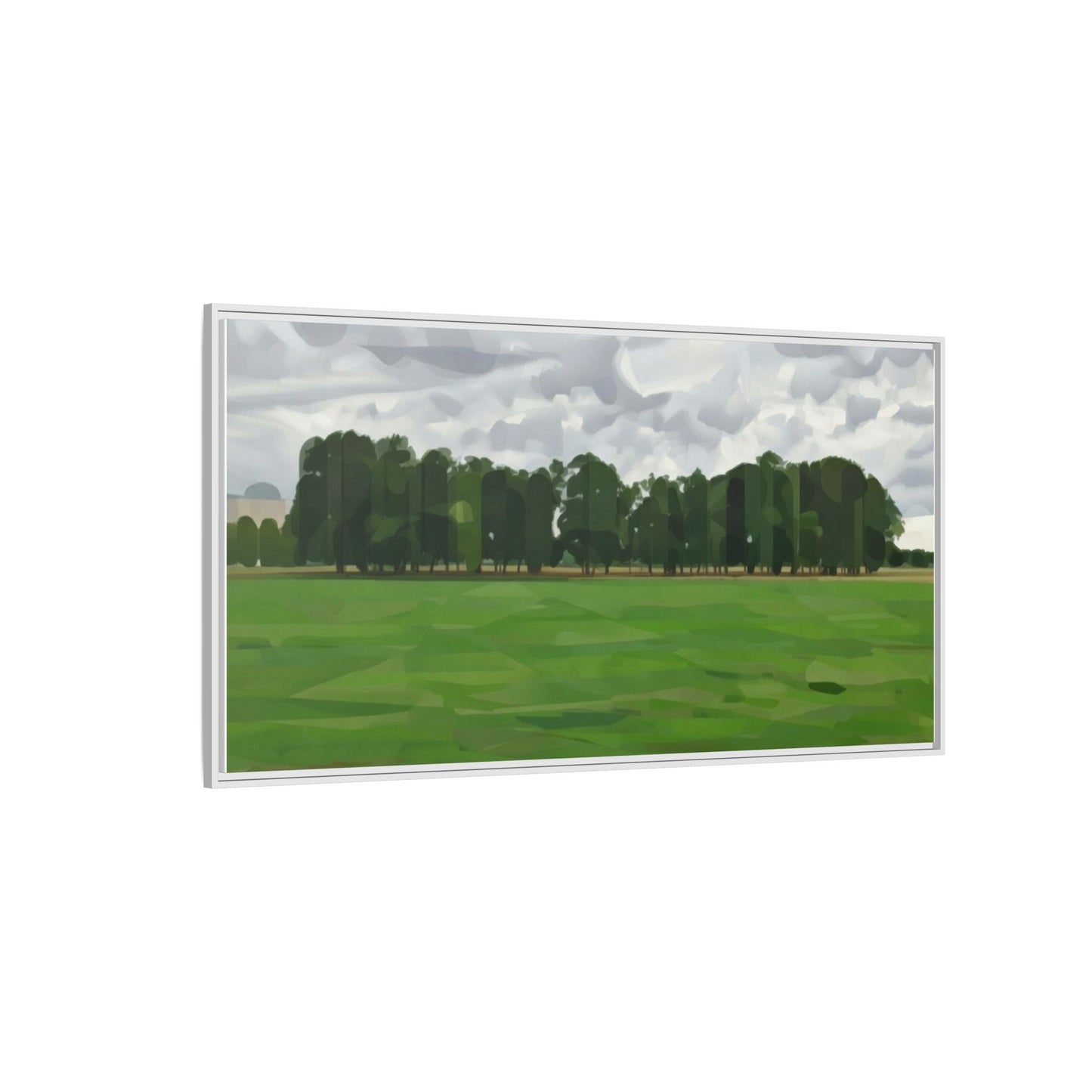 Framed Matte Canvas Print — Minimalist Green Landscape Art