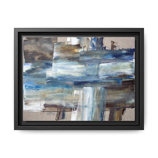 Abstract Blue Coastal Matte Canvas Framed Wall Art