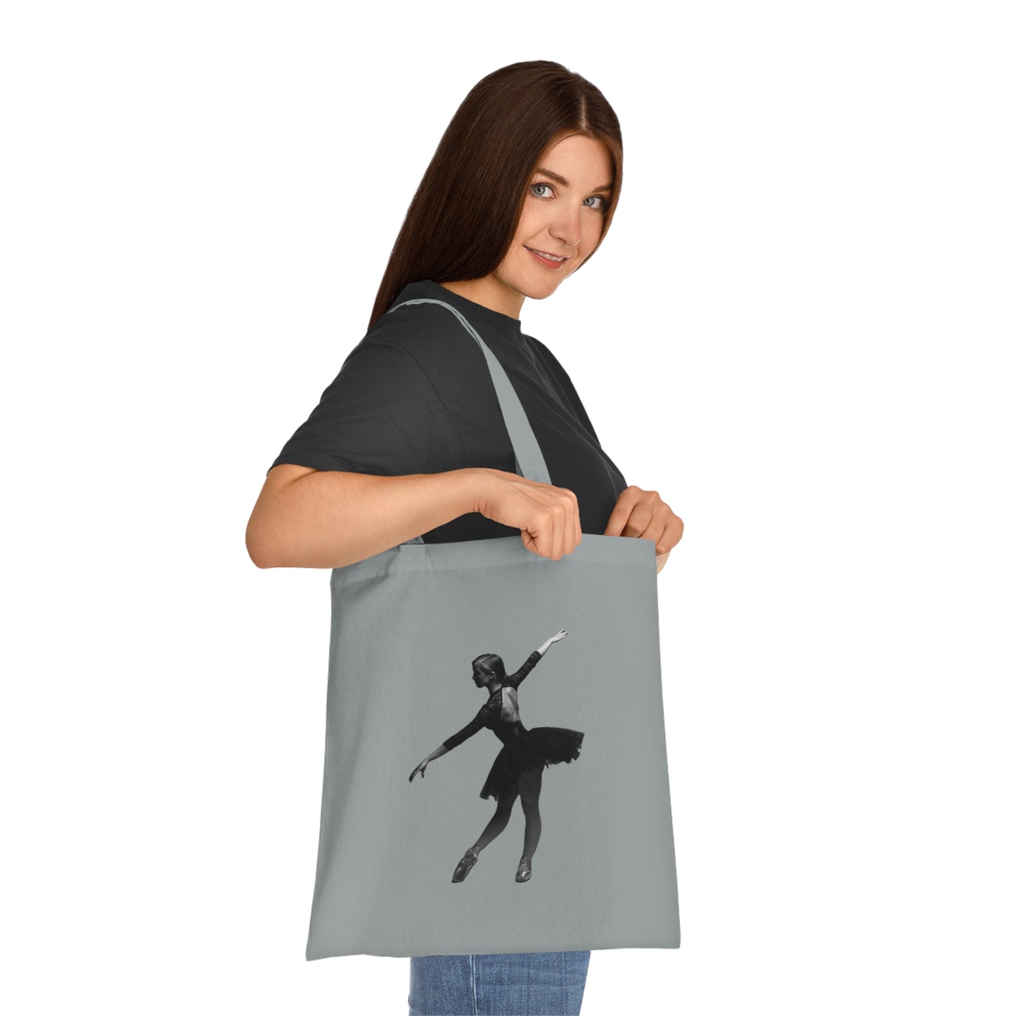 Ballet Silhouette Cotton Tote — Dancer Tote Bag for Ballet Lovers