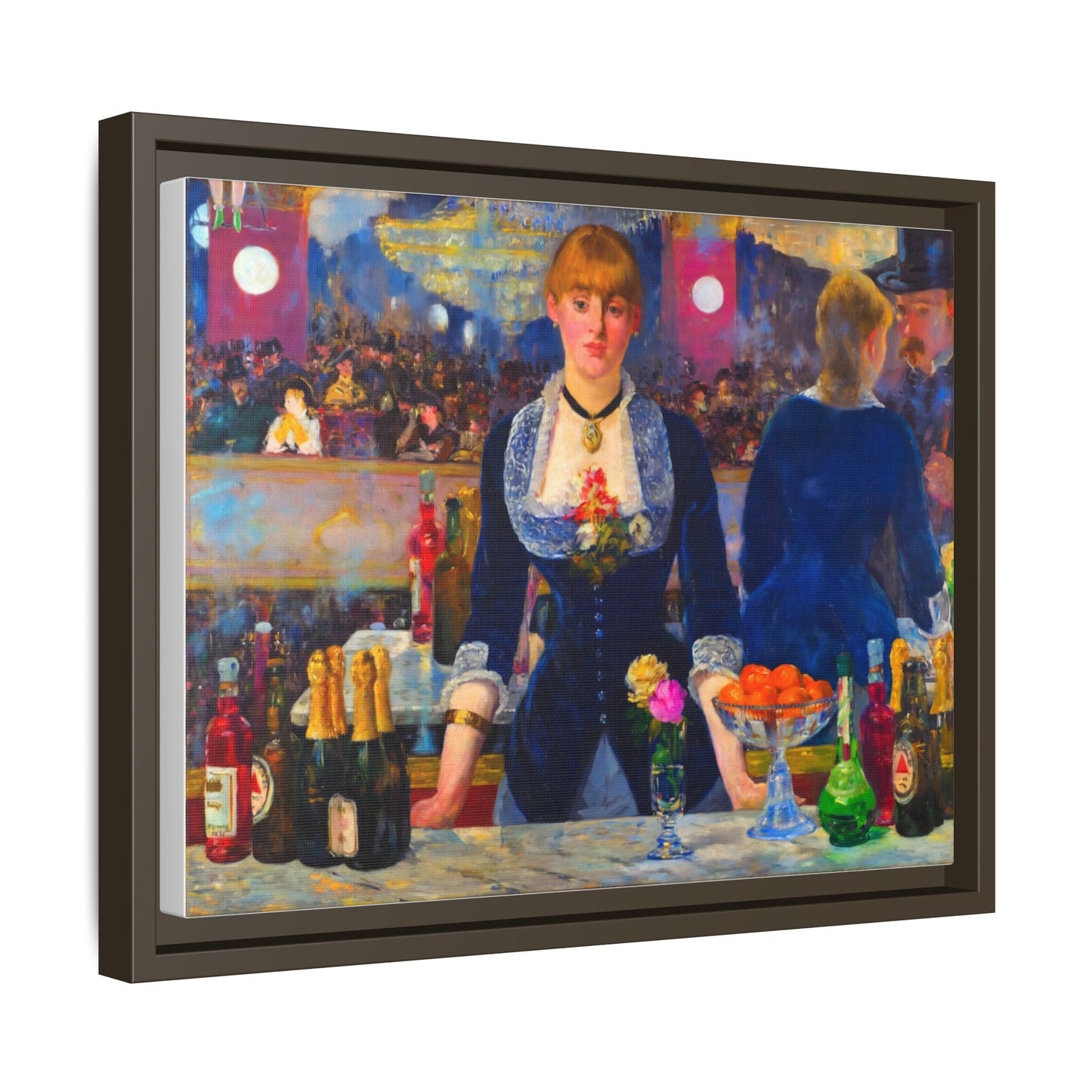 Framed Matte Canvas Print — Vintage Parisian Bar Scene