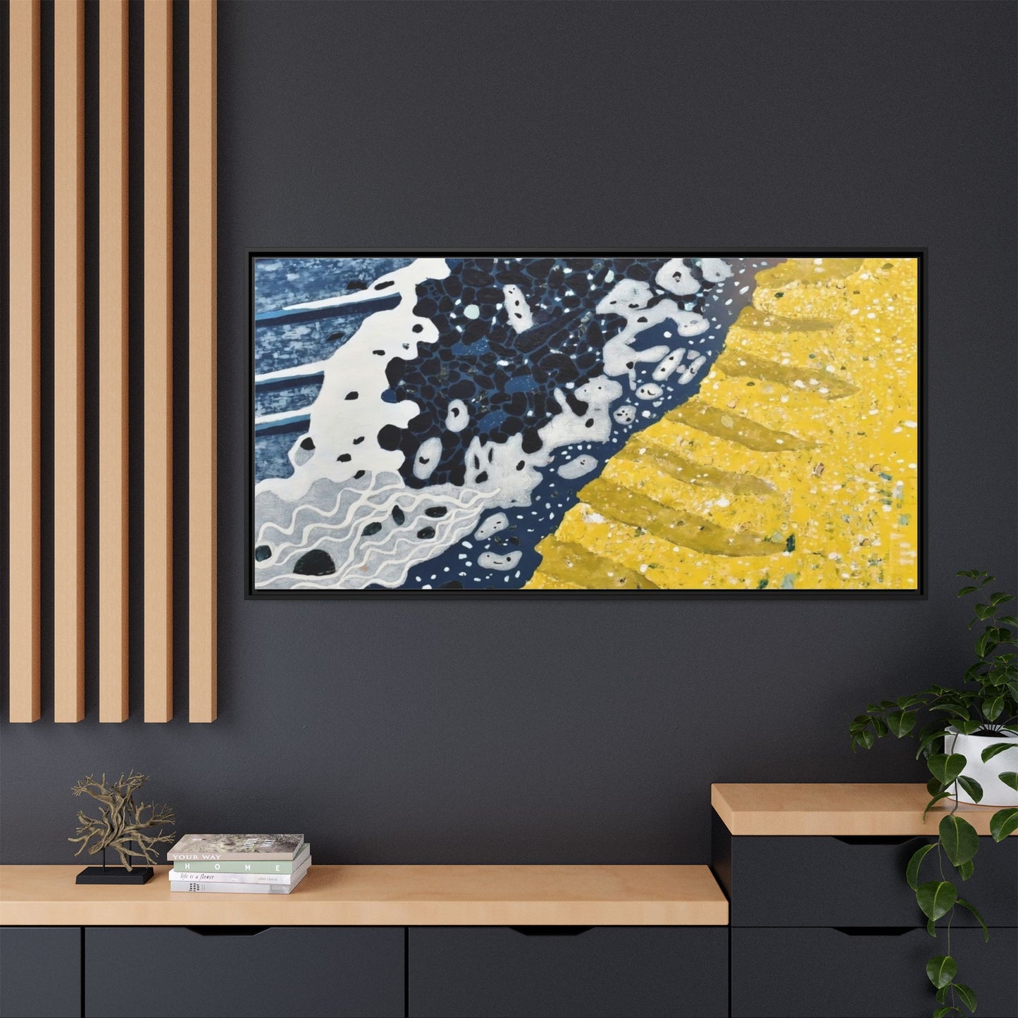 Framed Abstract Ocean & Sand Matte Canvas Print