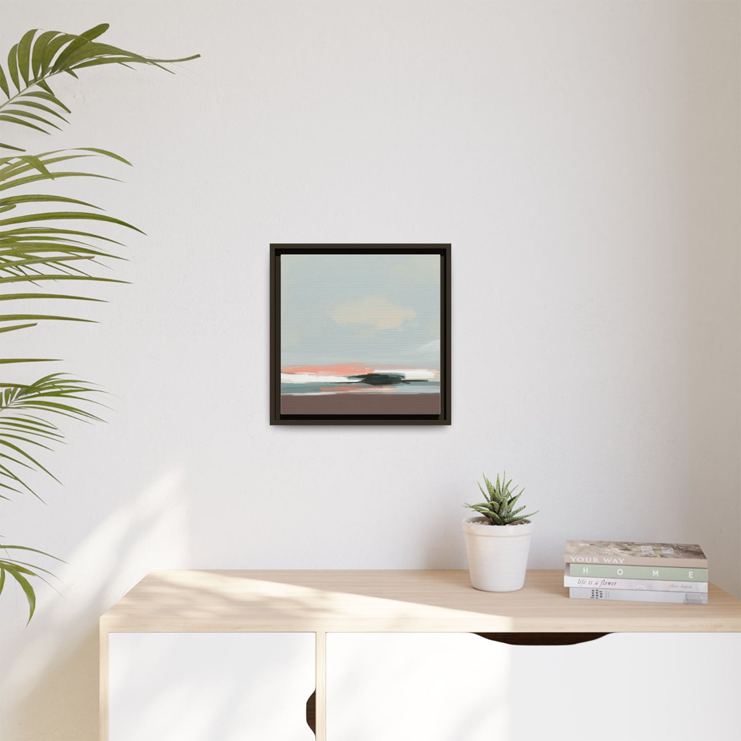 Framed Matte Canvas Print — Soft Coastal Abstract Landscape