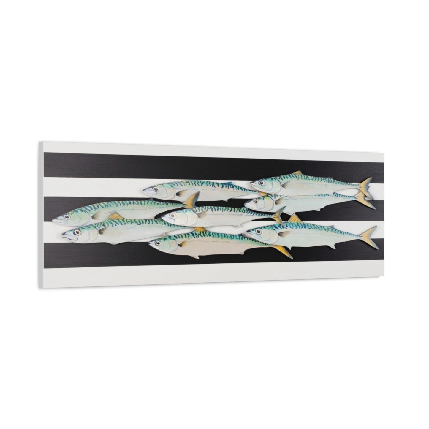 Striped Mackerel School Matte Canvas Print