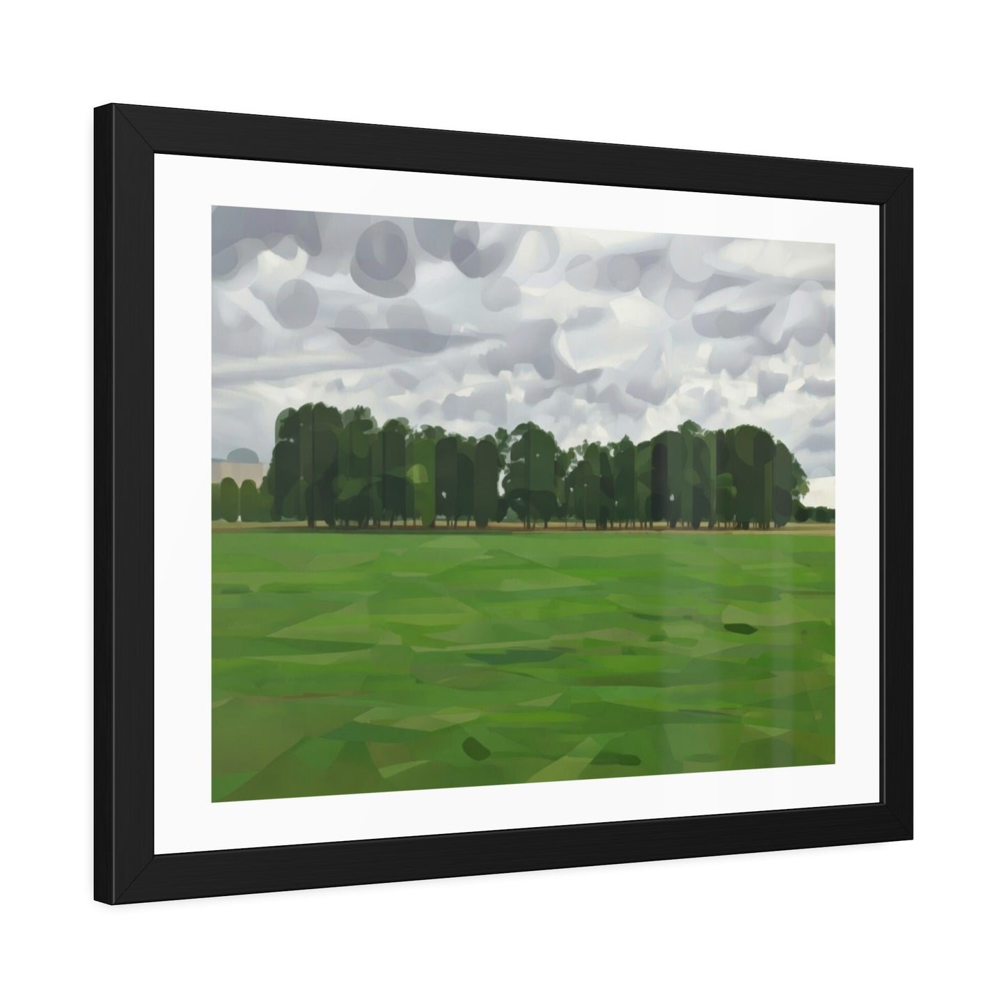 Framed Landscape Poster — Minimal Green Field Art Print