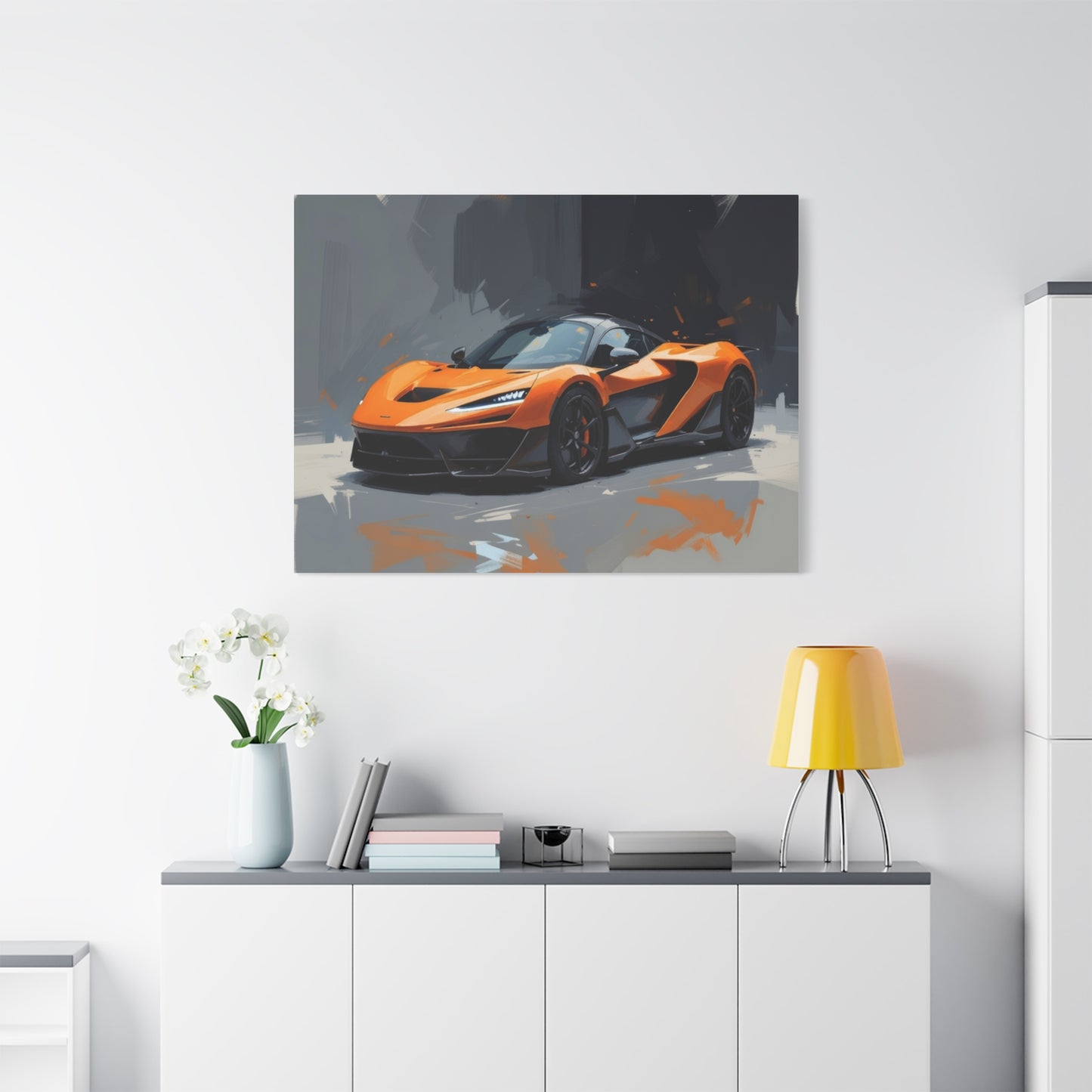 Orange Supercar Matte Canvas Wall Art – Stretched 1.25" Sports Car Print