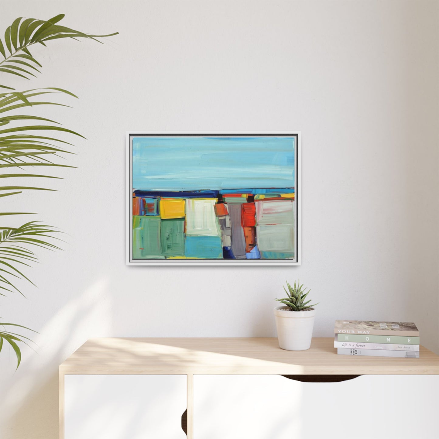 Abstract Coastal Blocks Matte Canvas Print (Framed)