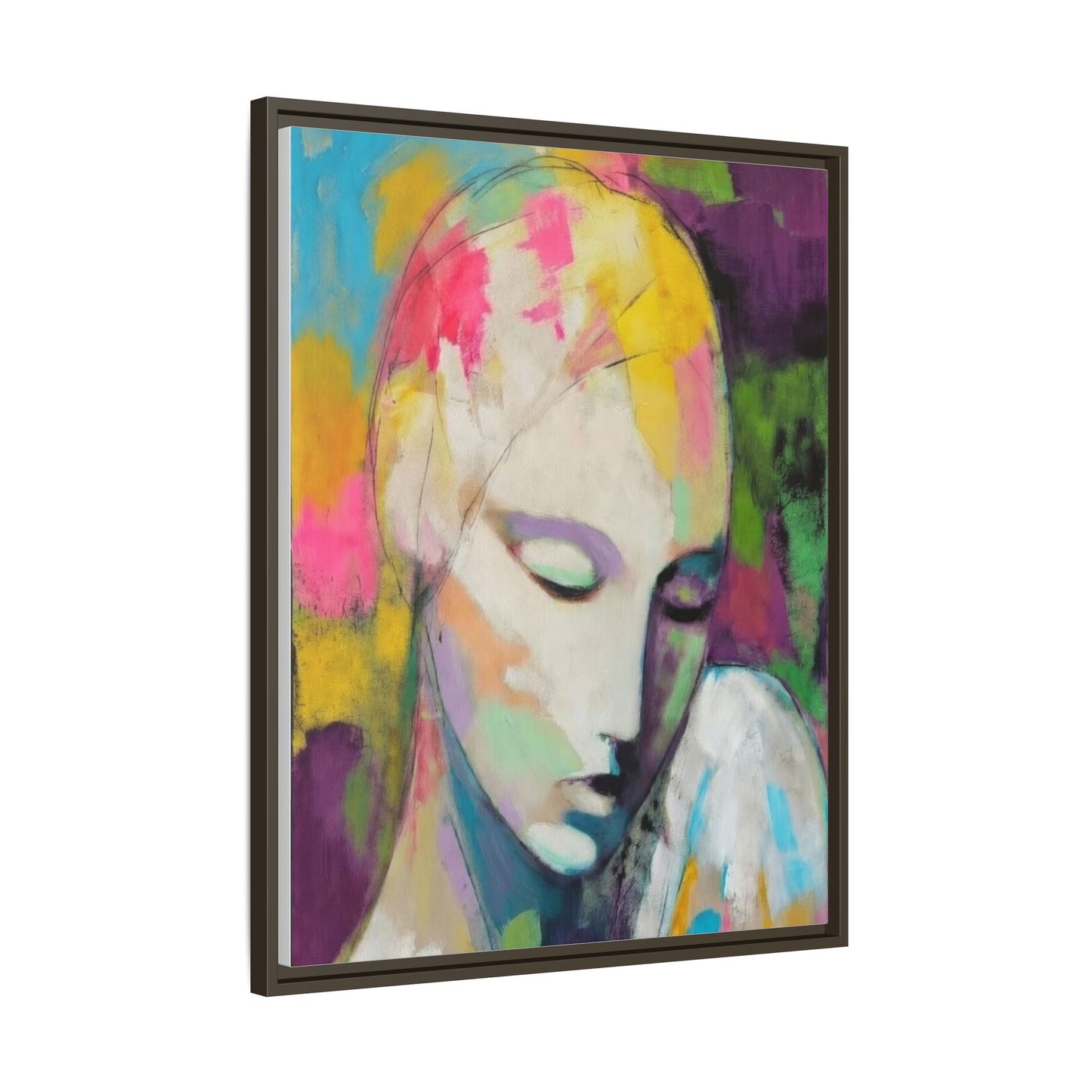 Framed Matte Canvas Art - Colorful Abstract Portrait