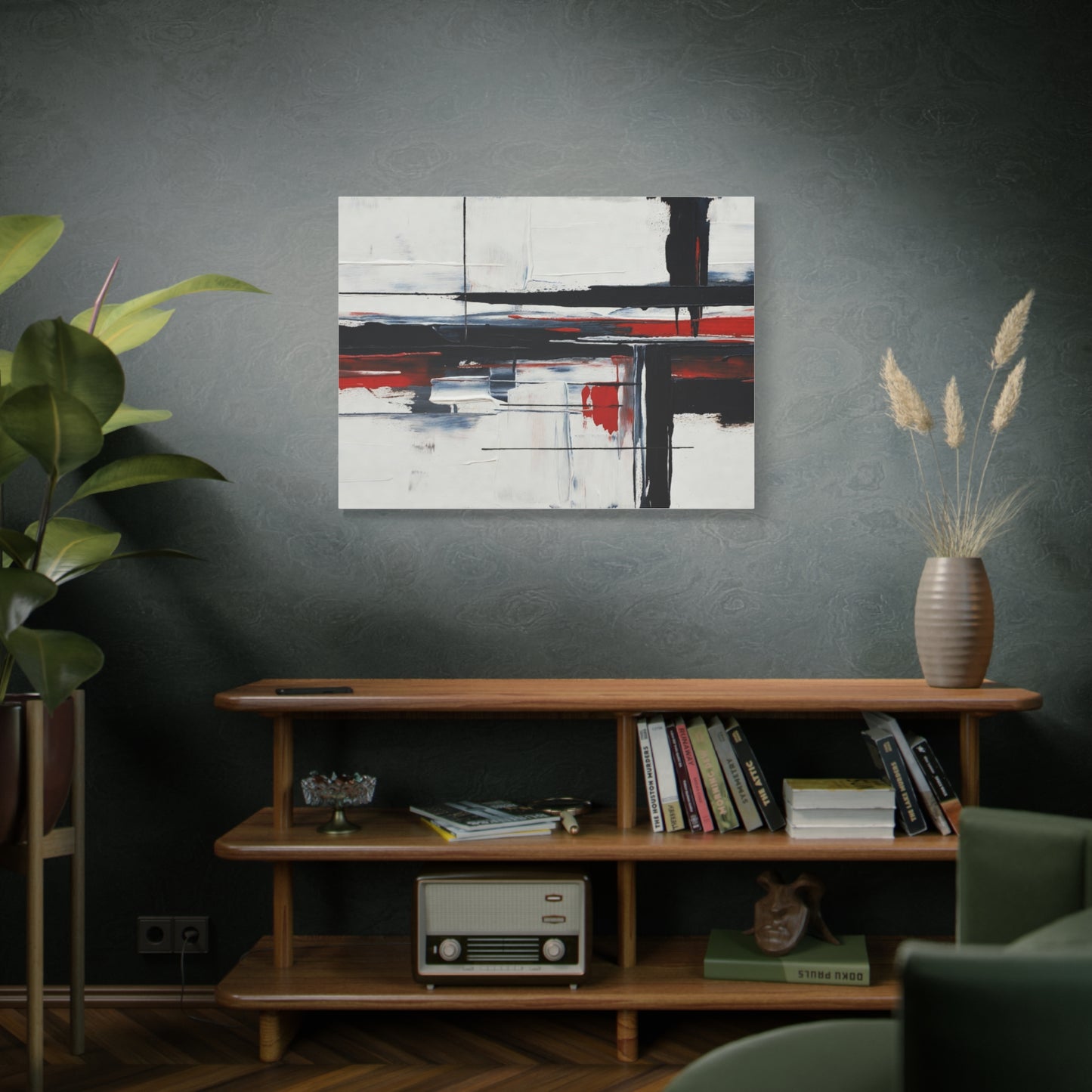 Abstract Red & Black Modern Canvas Art — Matte Stretched 1.25"