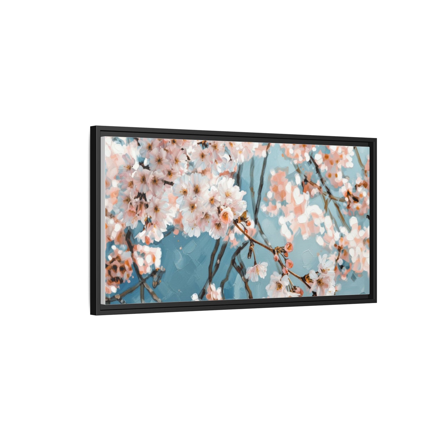 Framed Cherry Blossom Matte Canvas Print — Soft Pink Floral Wall Art