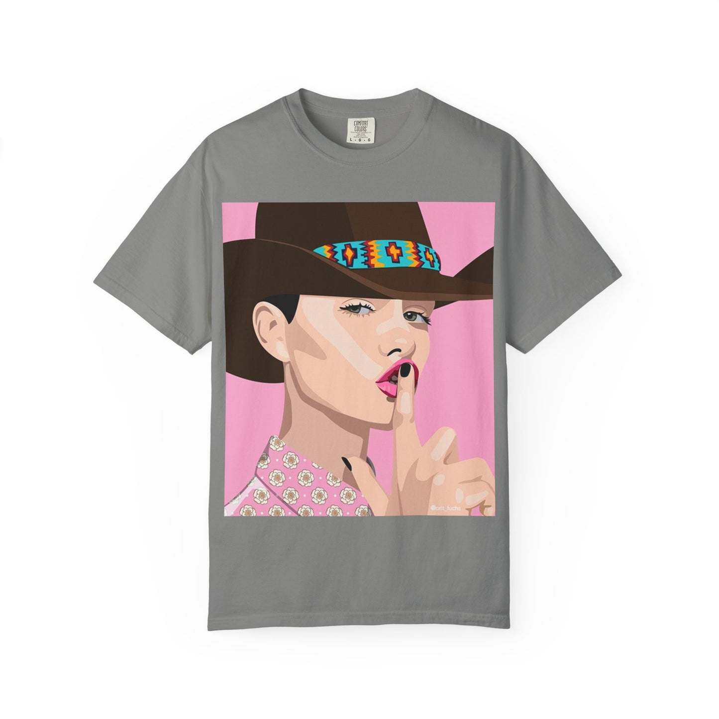 Cowgirl Pop Art T-Shirt — Pink 'Shh' Graphic Tee