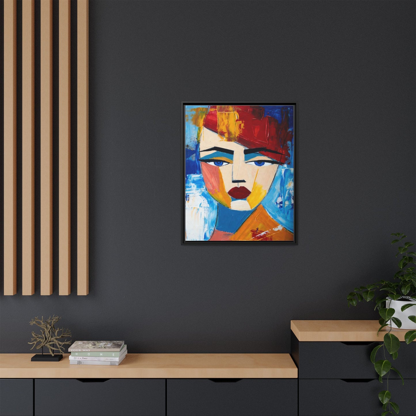 Abstract Colorful Portrait Framed Canvas Art