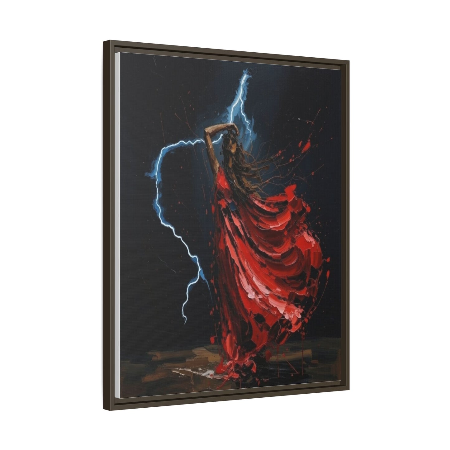Framed Matte Canvas Print — Red Dancer Lightning Art