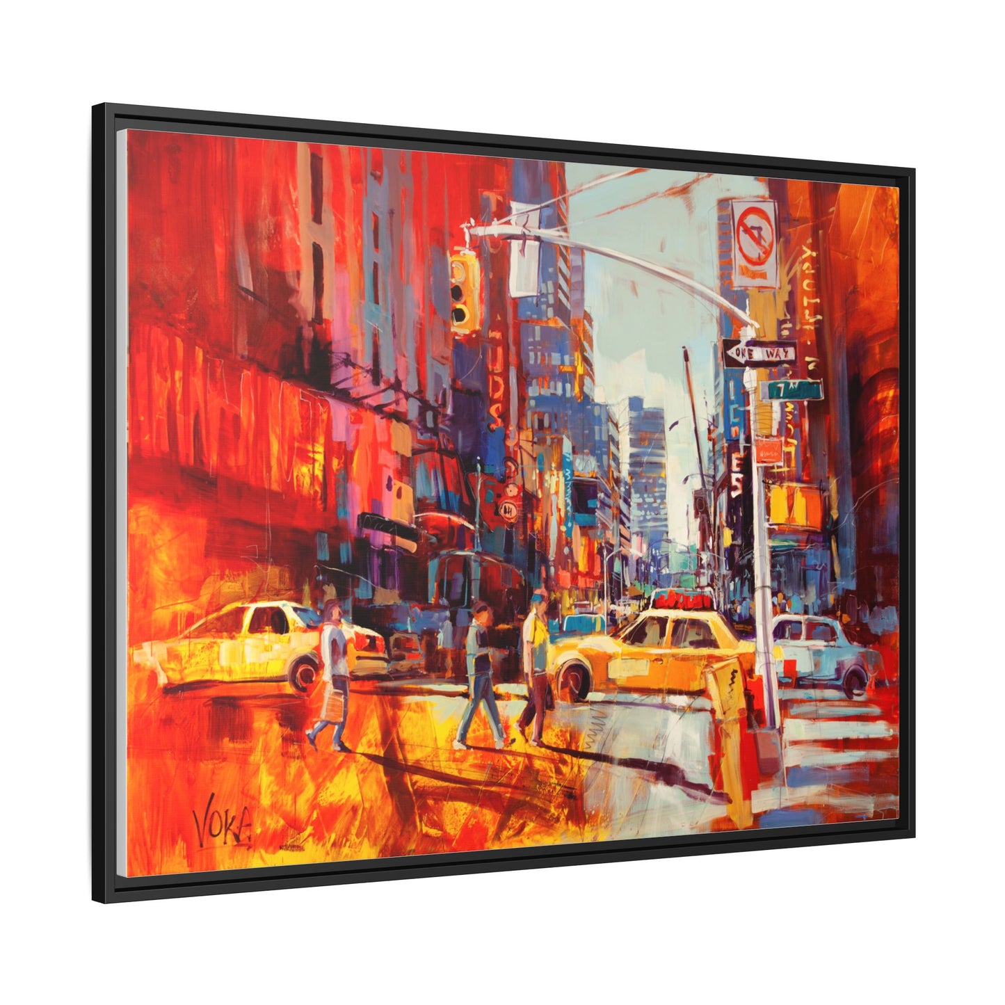 New York 7th AV attributed to Voke Framed Matte Canvas – Art Print