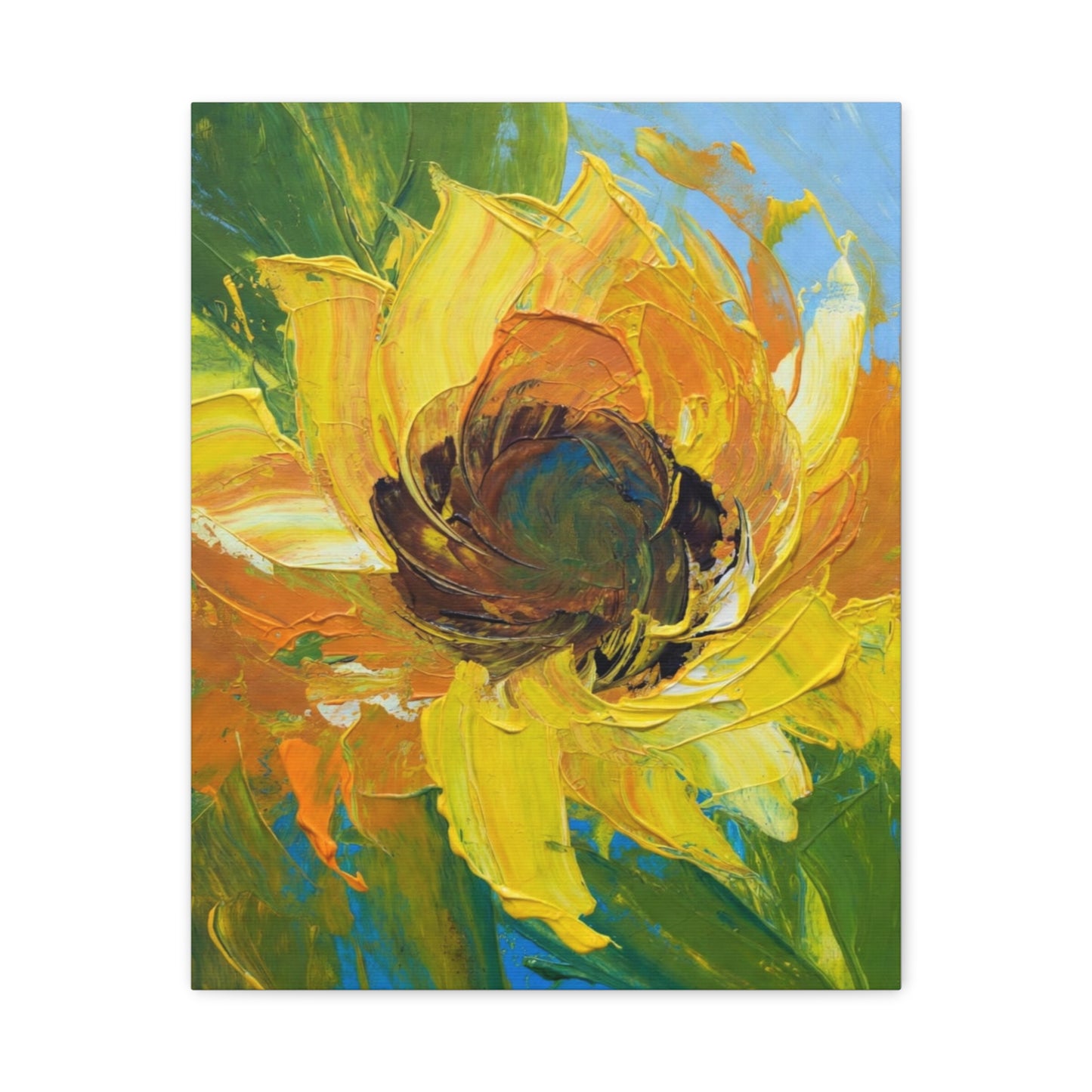 Sunflower Abstract Matte Canvas Wall Art — Bright Floral Painting on Stretched Canvas
