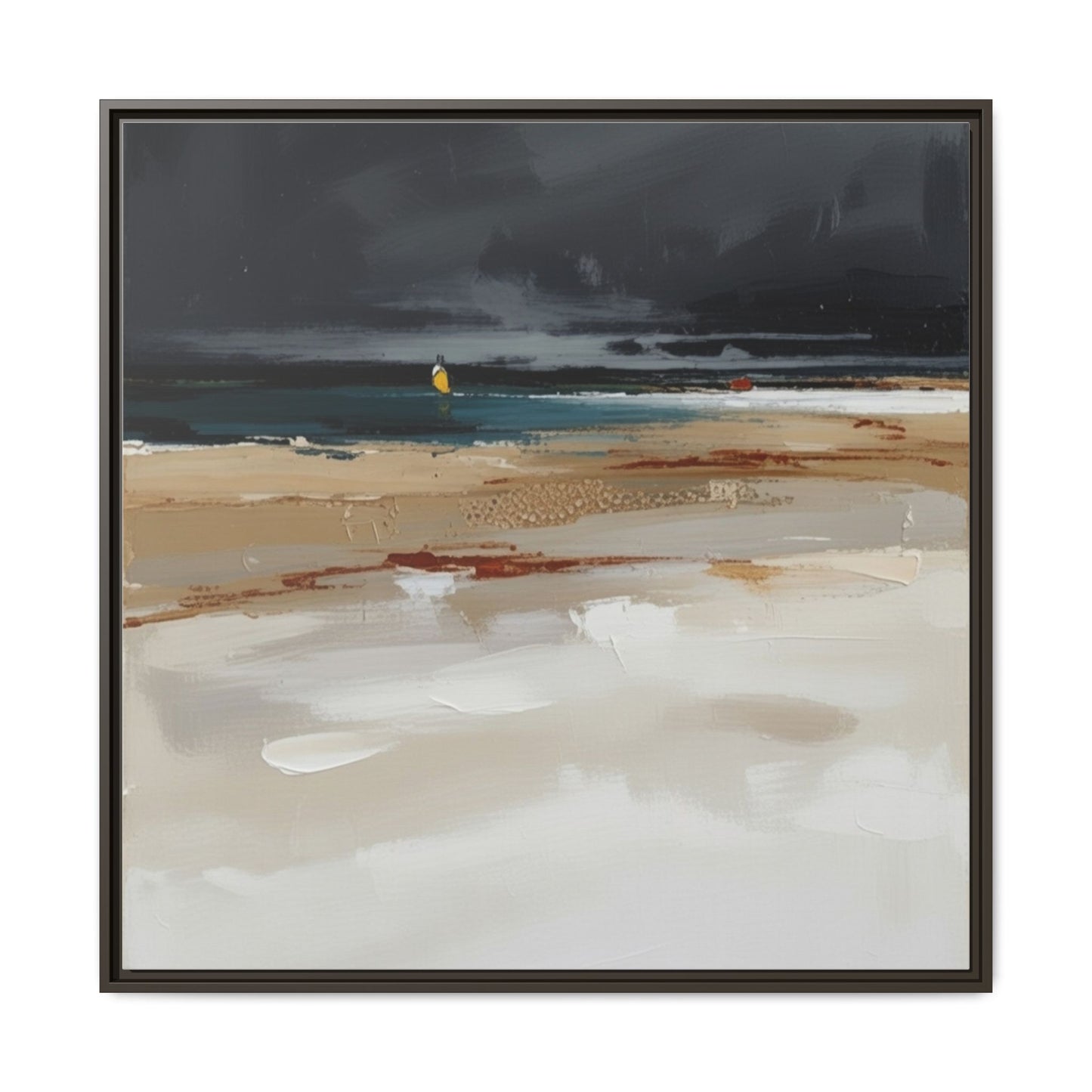 Framed Matte Canvas Beachscape Art Print — Coastal Abstract Wall Decor